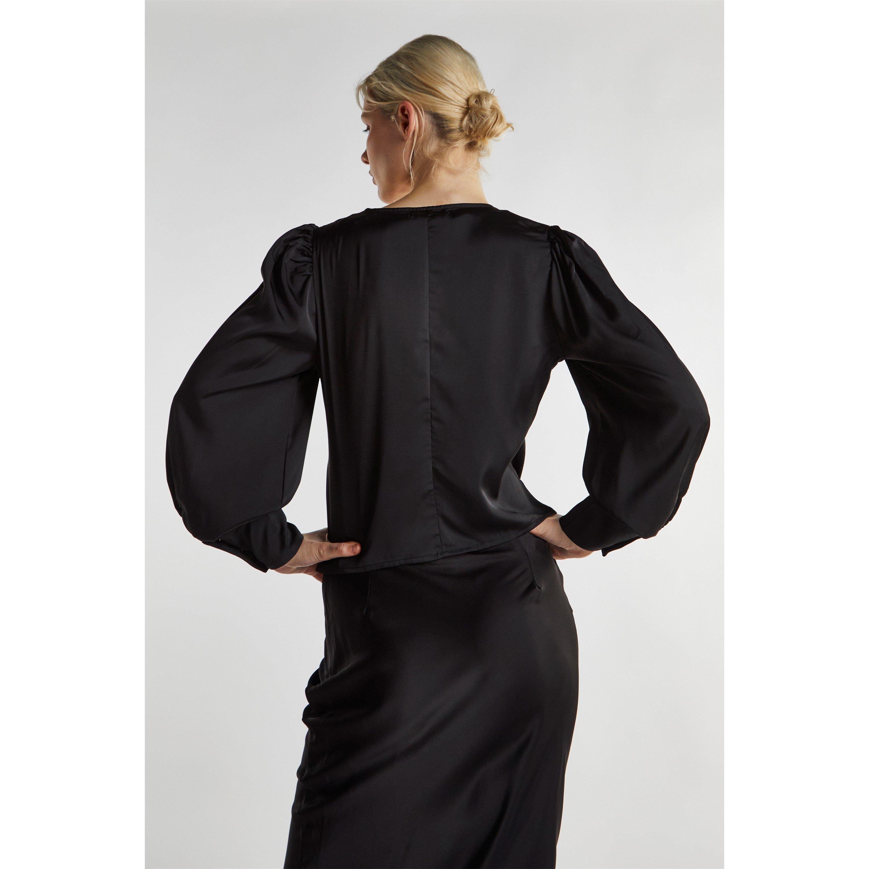 Sort - Glamorous - Satin Long Sleeve Top - 3