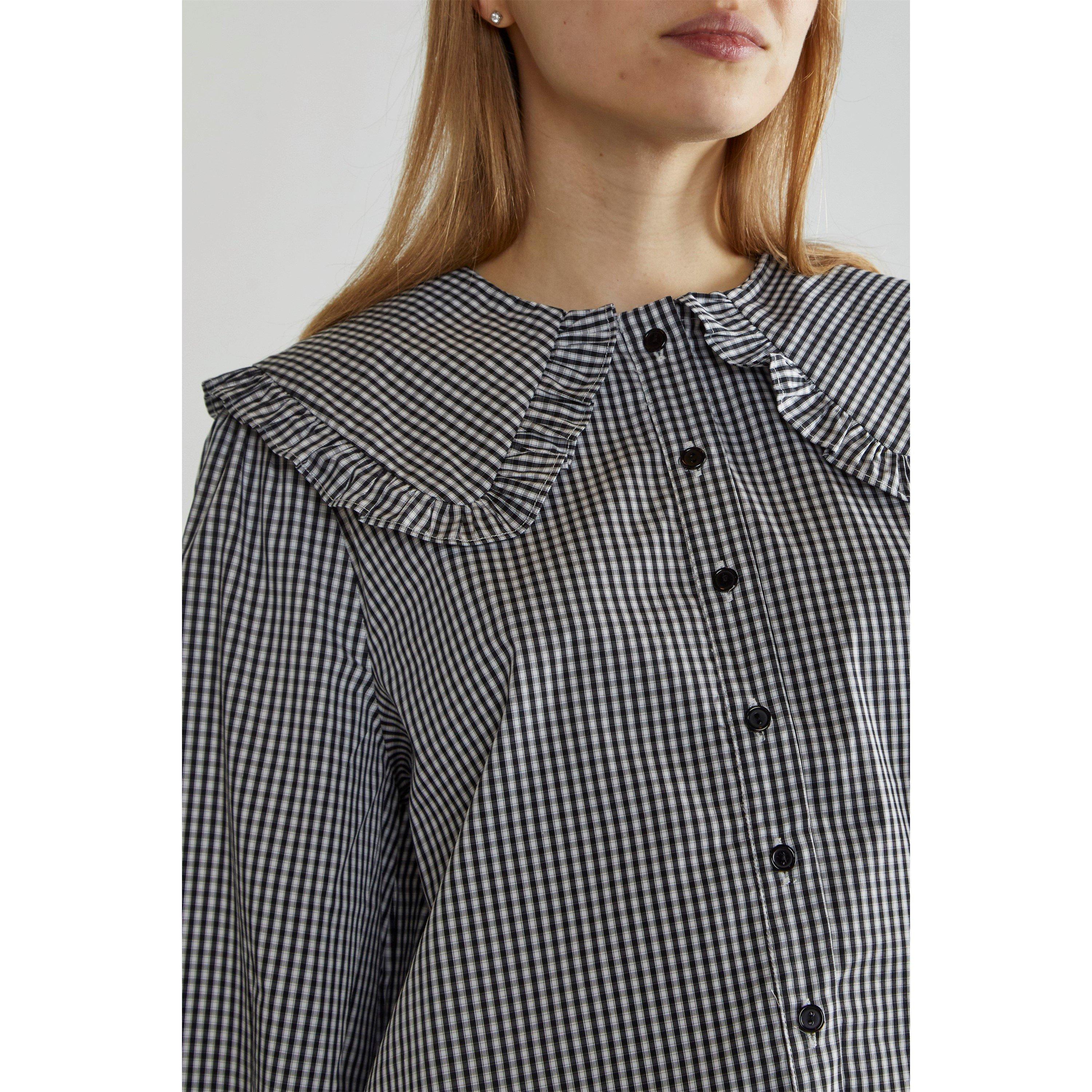 Noir - Glamorous - Gingham Statement-Collar Blouse - 4