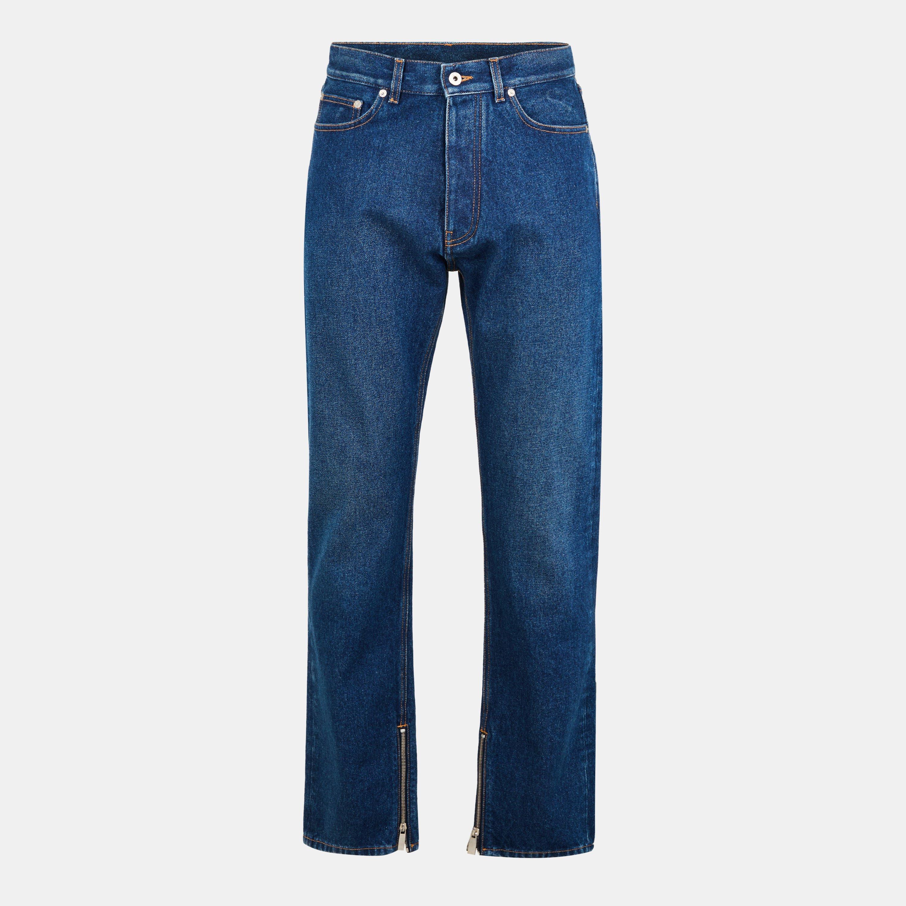 Medium Blue - Off White - Men's Straight Leg Jeans - 1