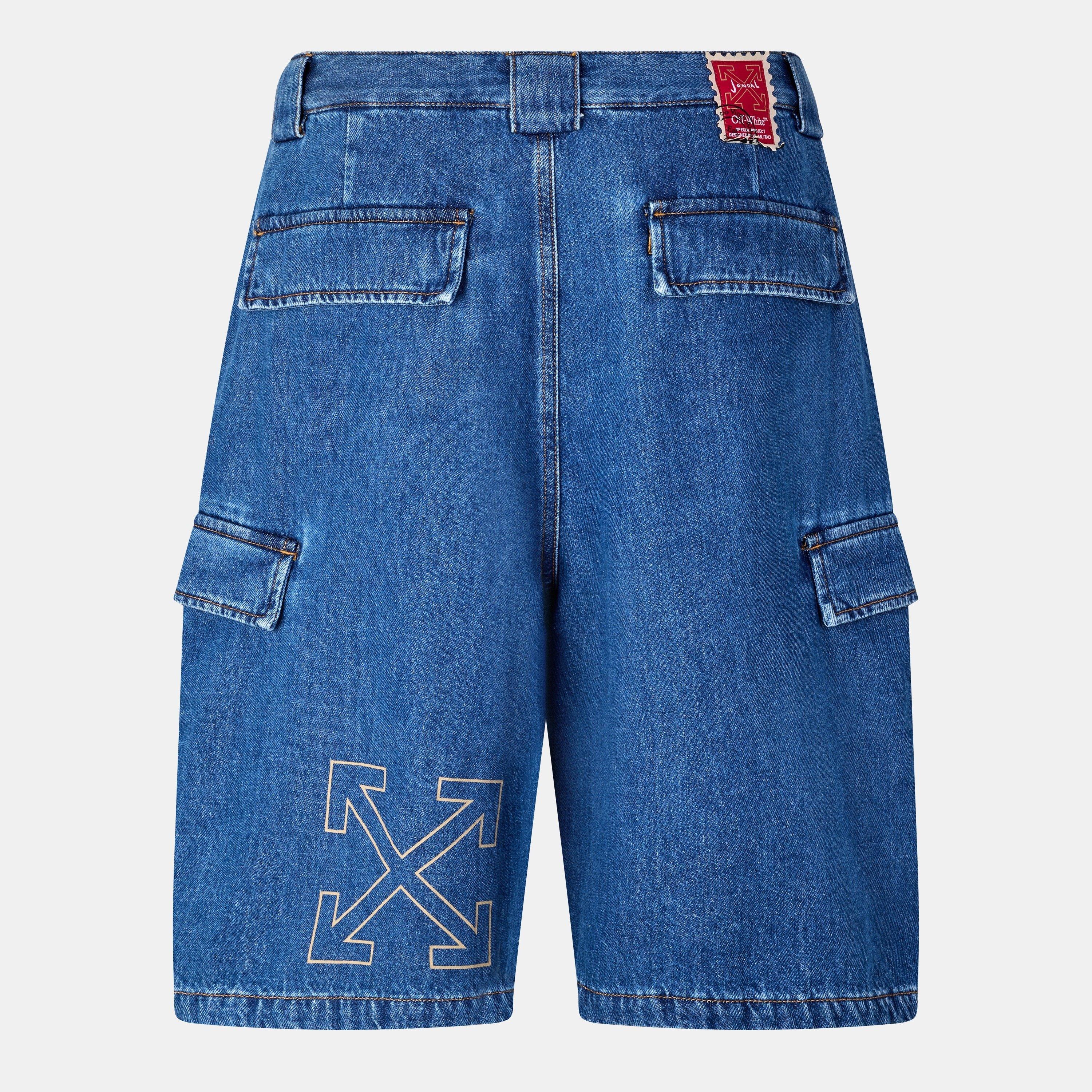 Blue/Beige - Off White - Men's Straight Fit Denim Jeans - 2