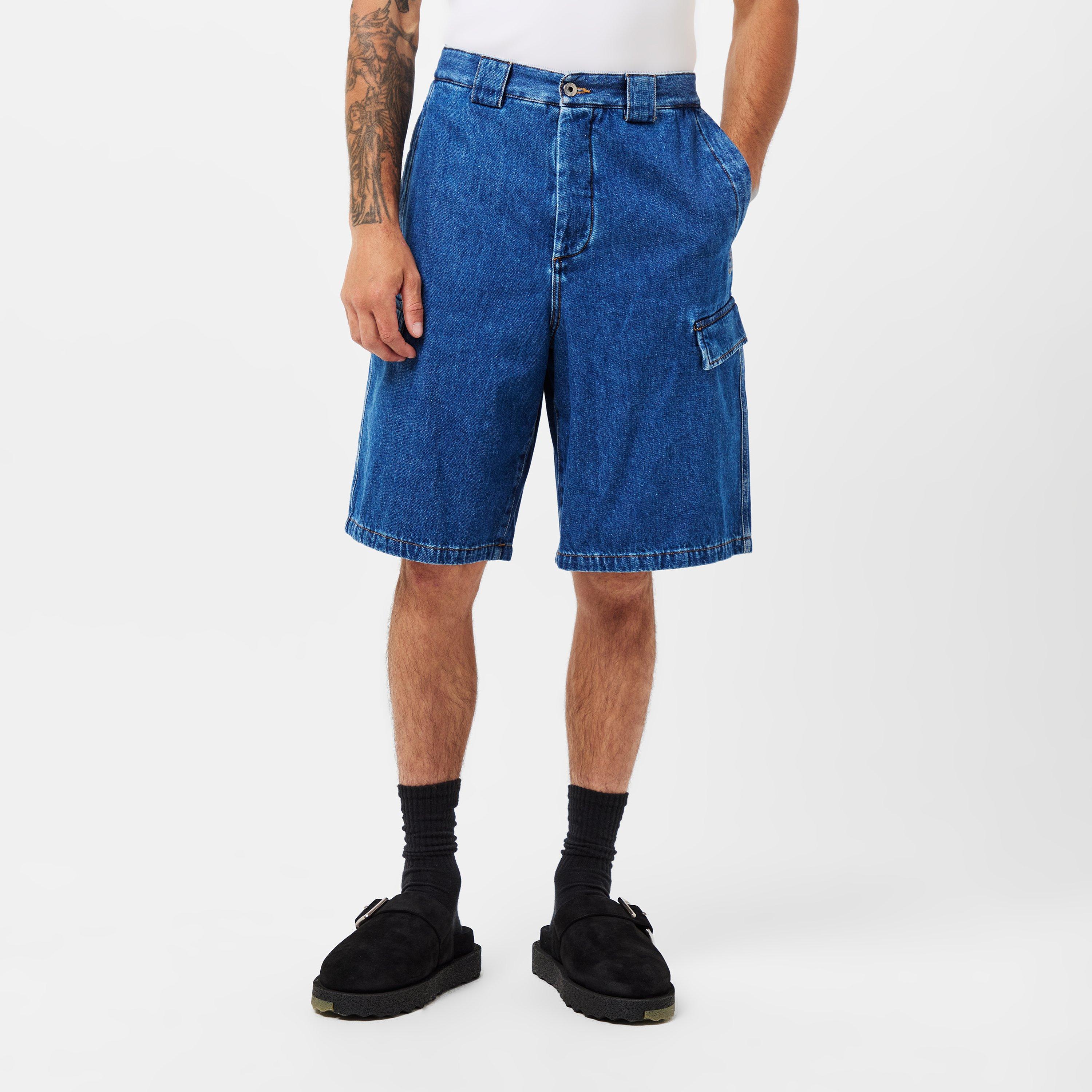 Blue/Beige - Off White - Men's Straight Fit Denim Jeans - 3