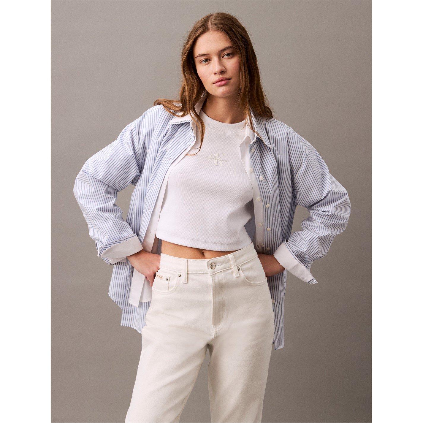 Bianco - Calvin Klein Jeans - Women's CKJ Mono Baby T Crop Top - 2