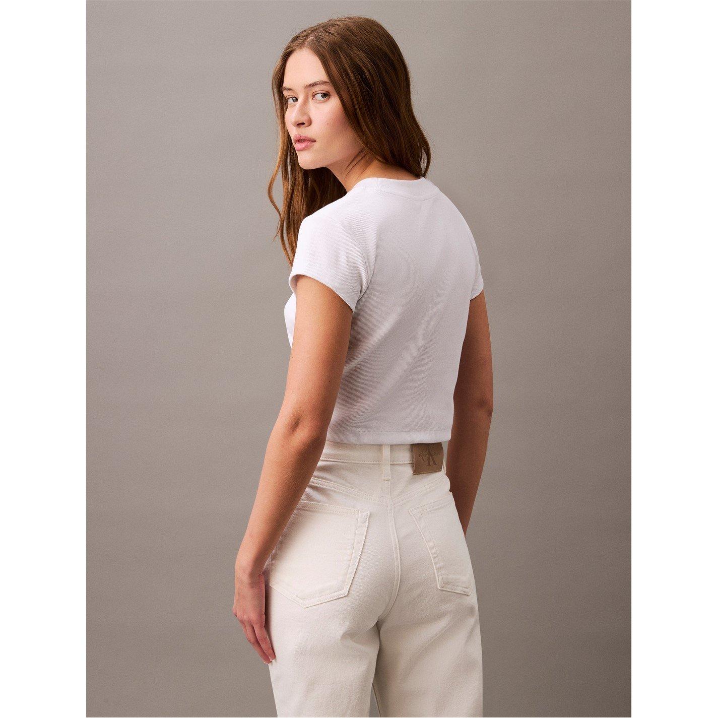 Bianco - Calvin Klein Jeans - Women's CKJ Mono Baby T Crop Top - 6