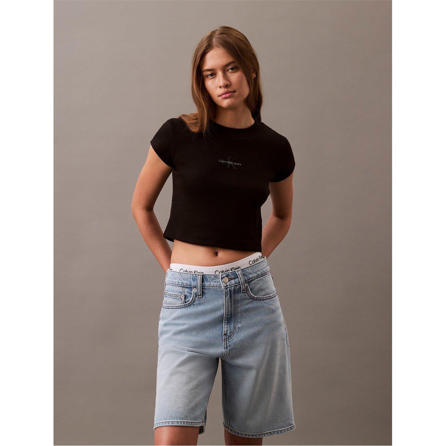 Noir - Calvin Klein Jeans - Women's CKJ Mono Baby T Crop Top - 3
