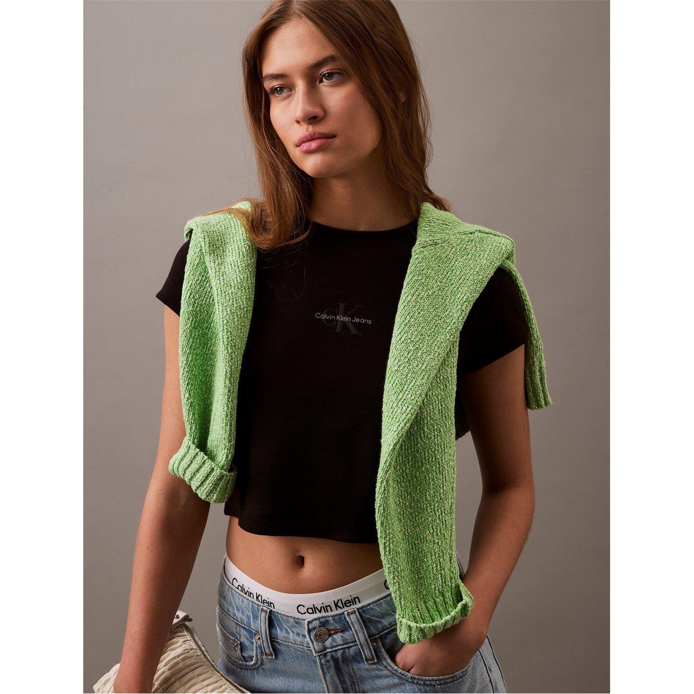 Noir - Calvin Klein Jeans - Women's CKJ Mono Baby T Crop Top - 5
