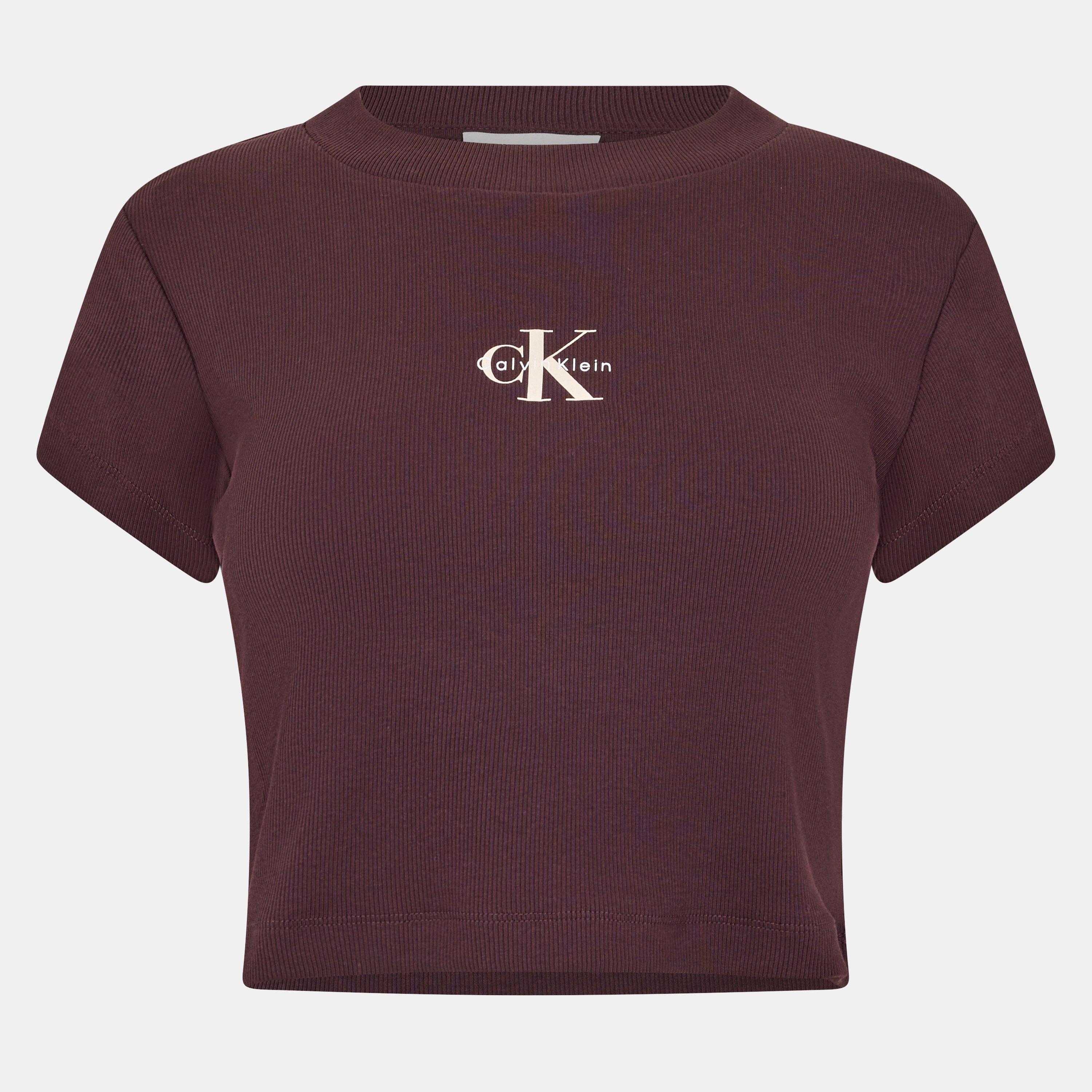 Calvin Klein Jeans Women's Ckj Mono Baby T Crop Top - Mocha Brown - 12 (M)