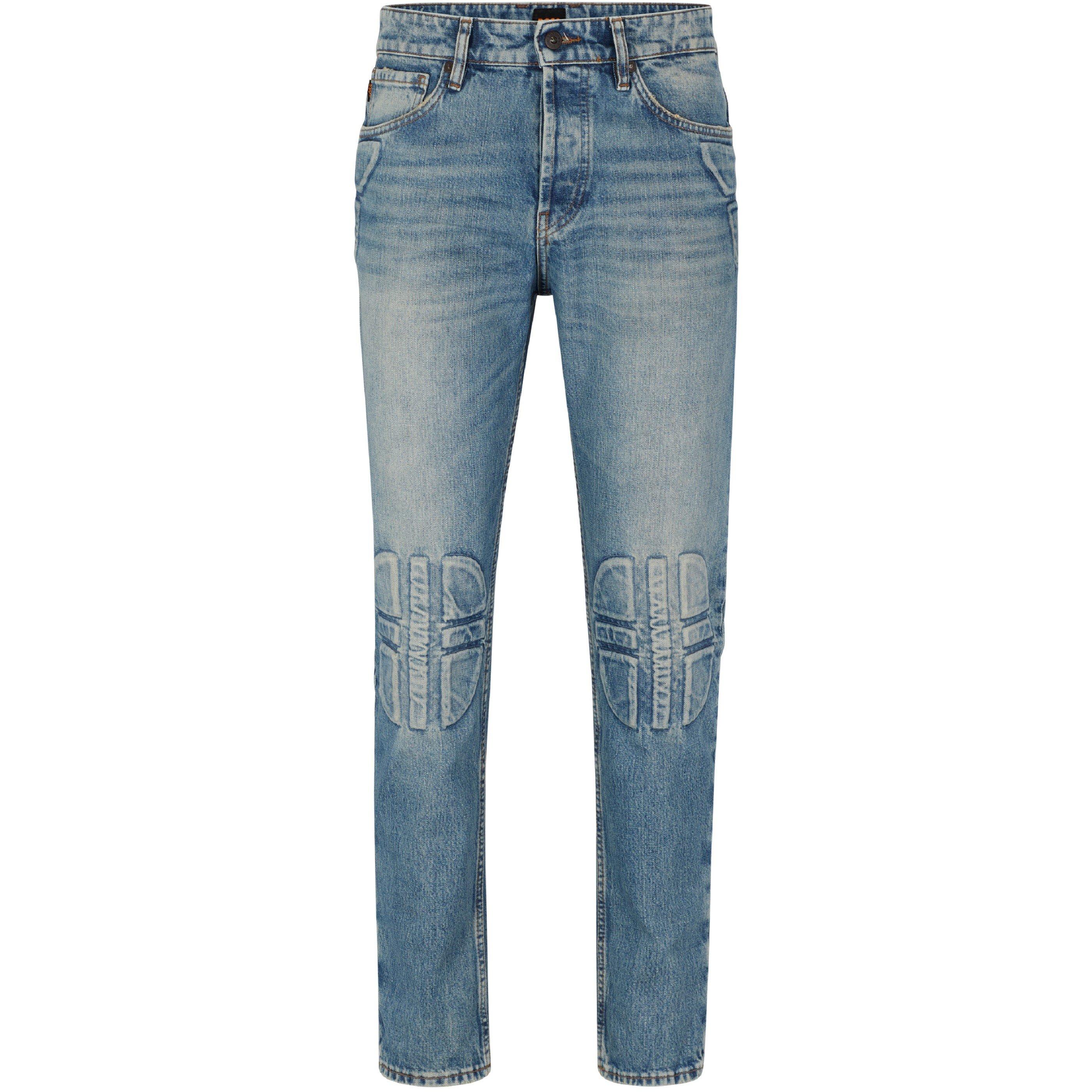 Turquoise/Aqua - Boss - Men's Troy Biker Bc Slim Fit Jeans