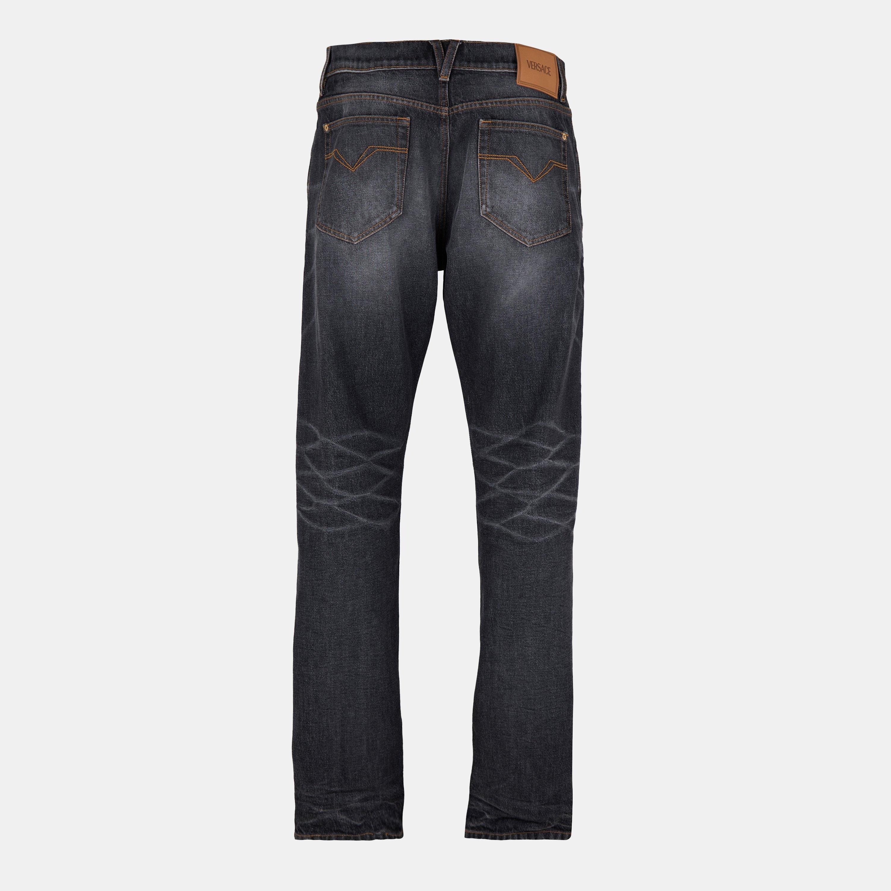 Black - Versace - Men's Straight Jeans - 2