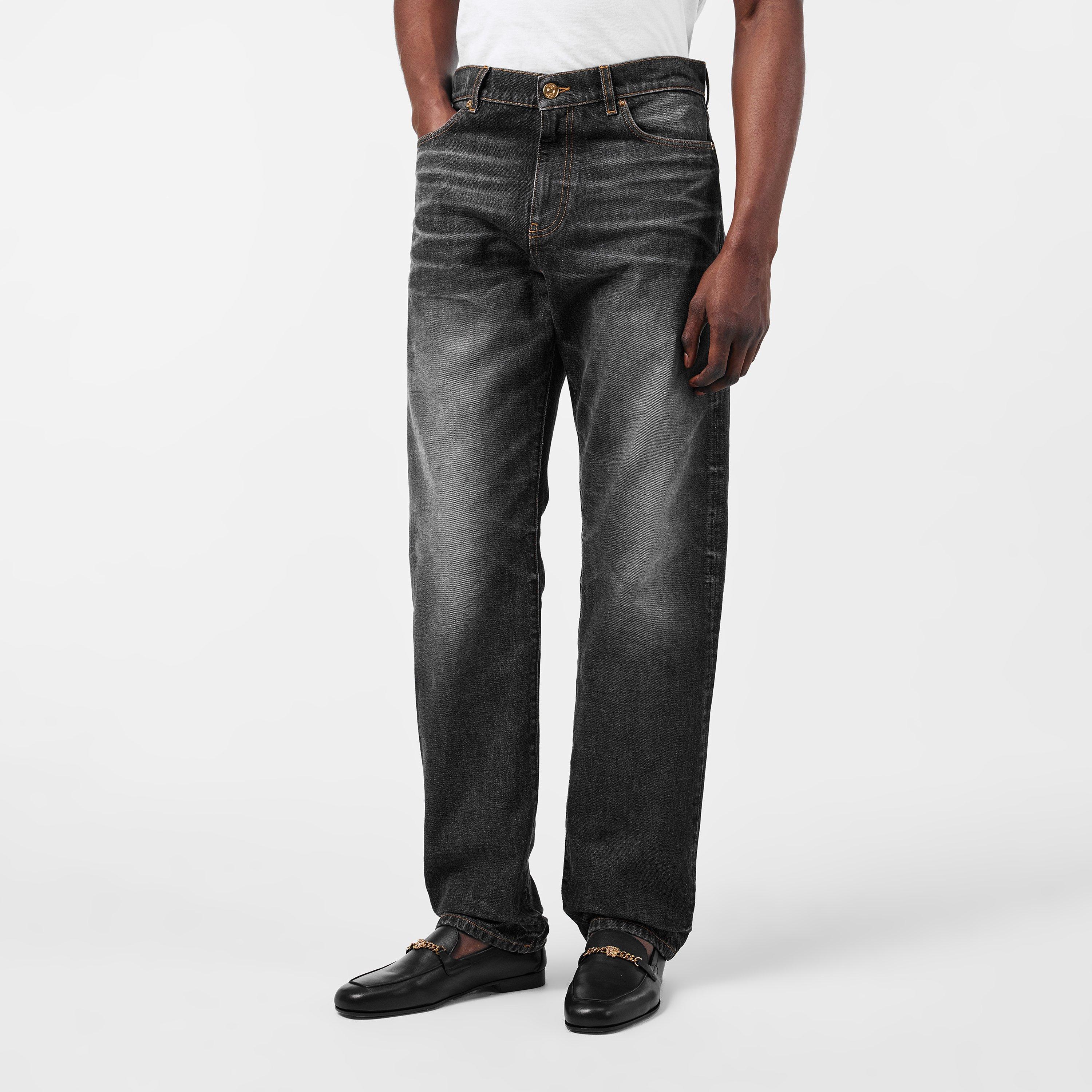 Black - Versace - Men's Straight Jeans - 3