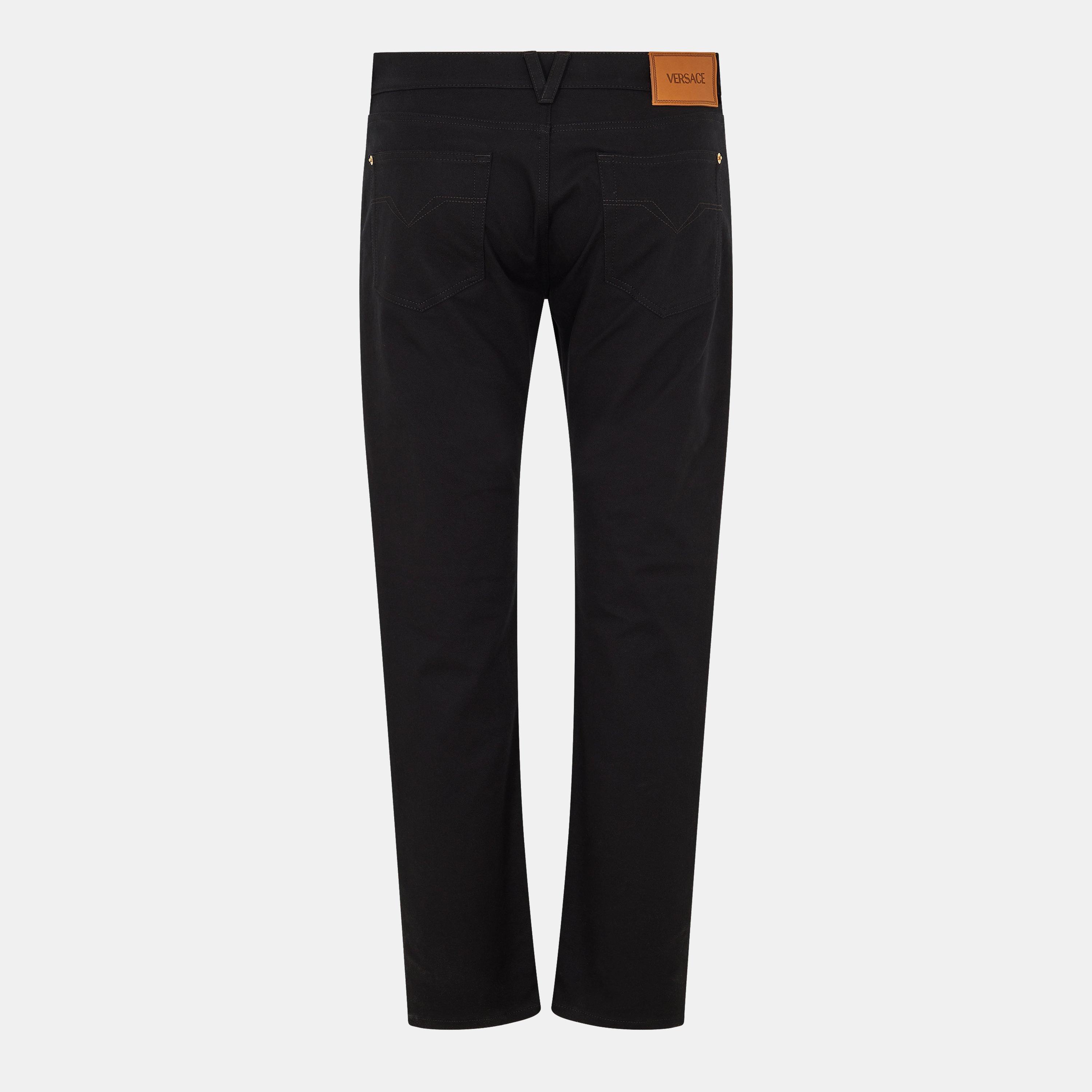 Black - Versace - Men's Straight Jeans - 2