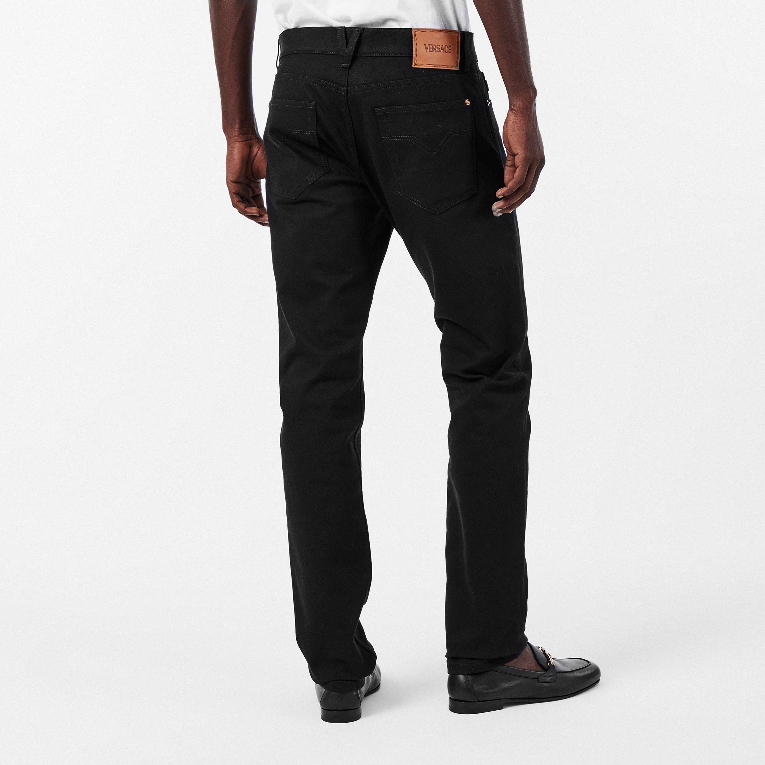 Black - Versace - Men's Straight Jeans - 4