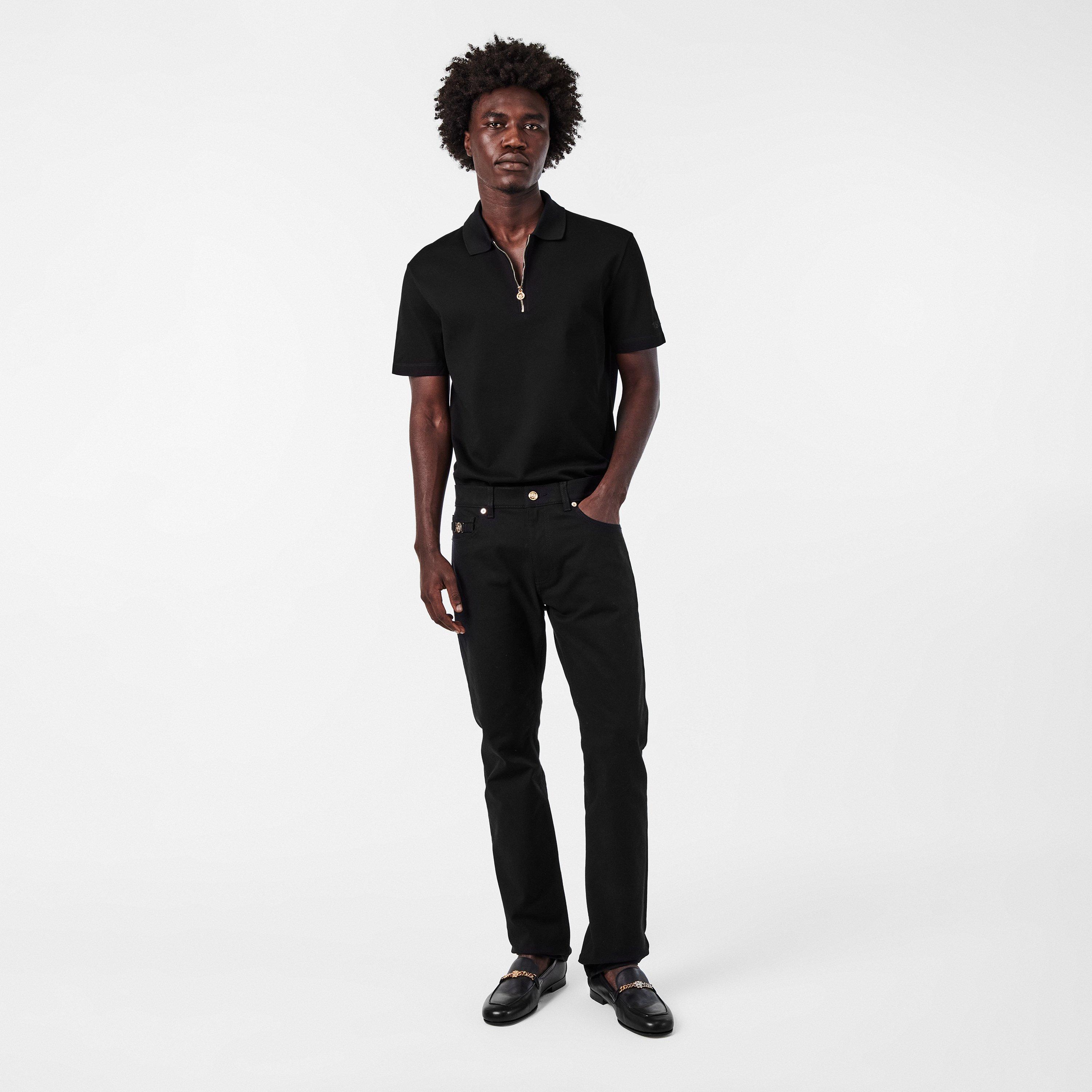 Black - Versace - Men's Straight Jeans - 6