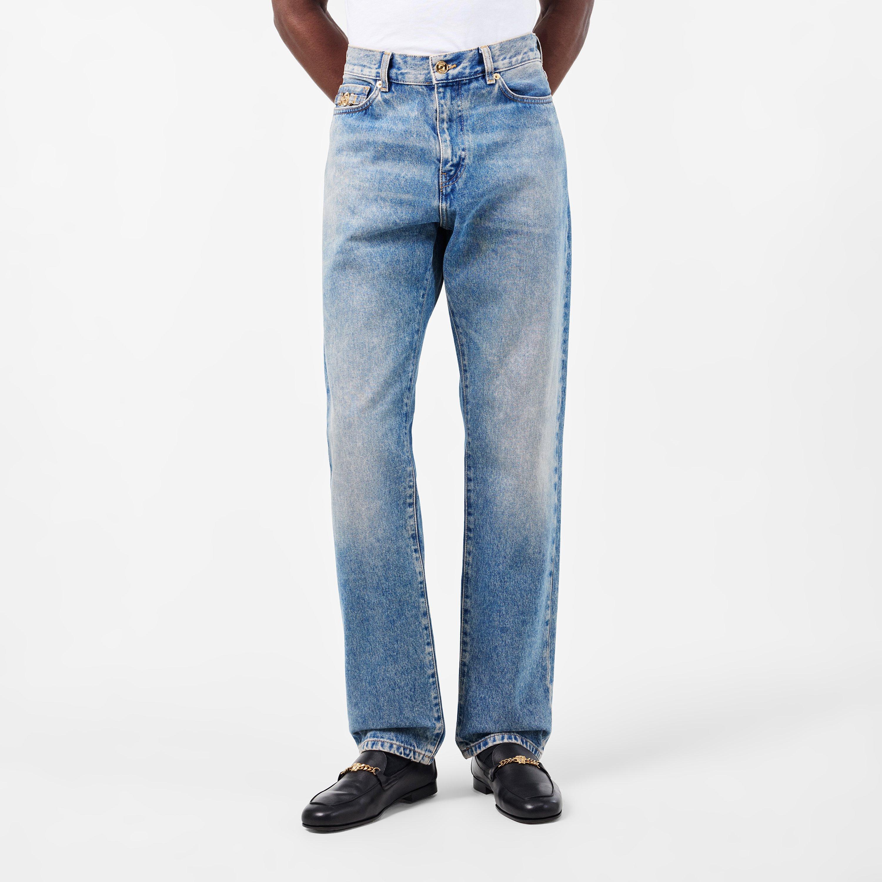 Blue - Versace - Men's Straight Jeans - 3