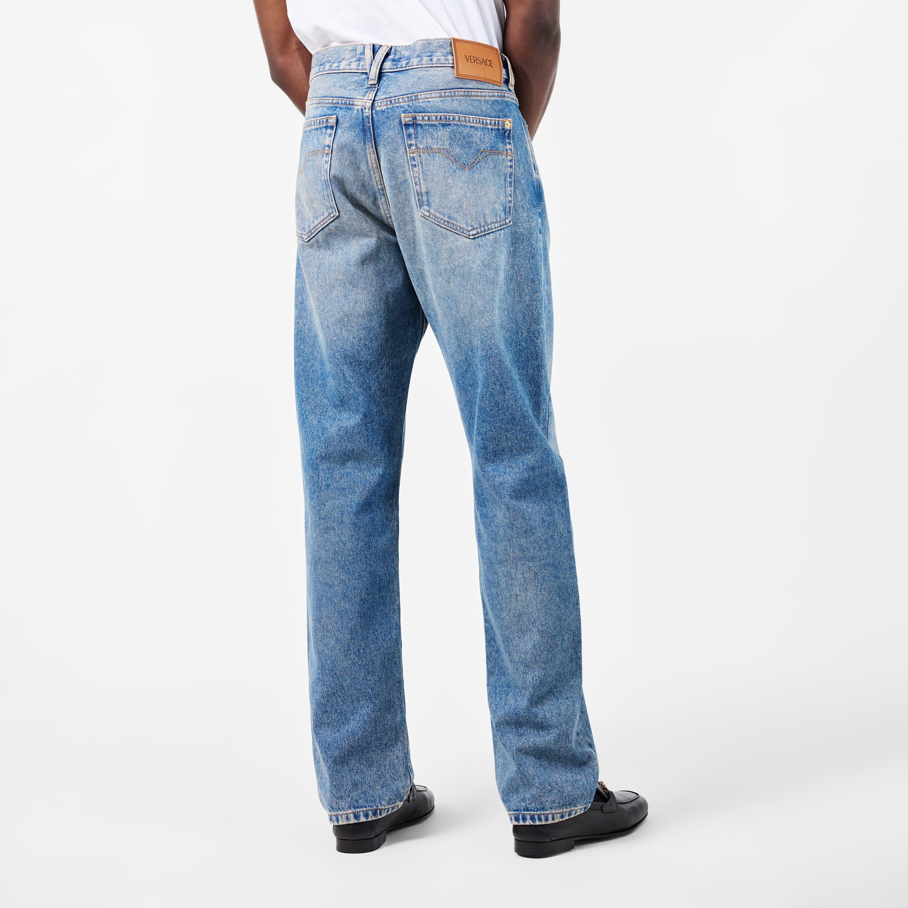 Blue - Versace - Men's Straight Jeans - 4