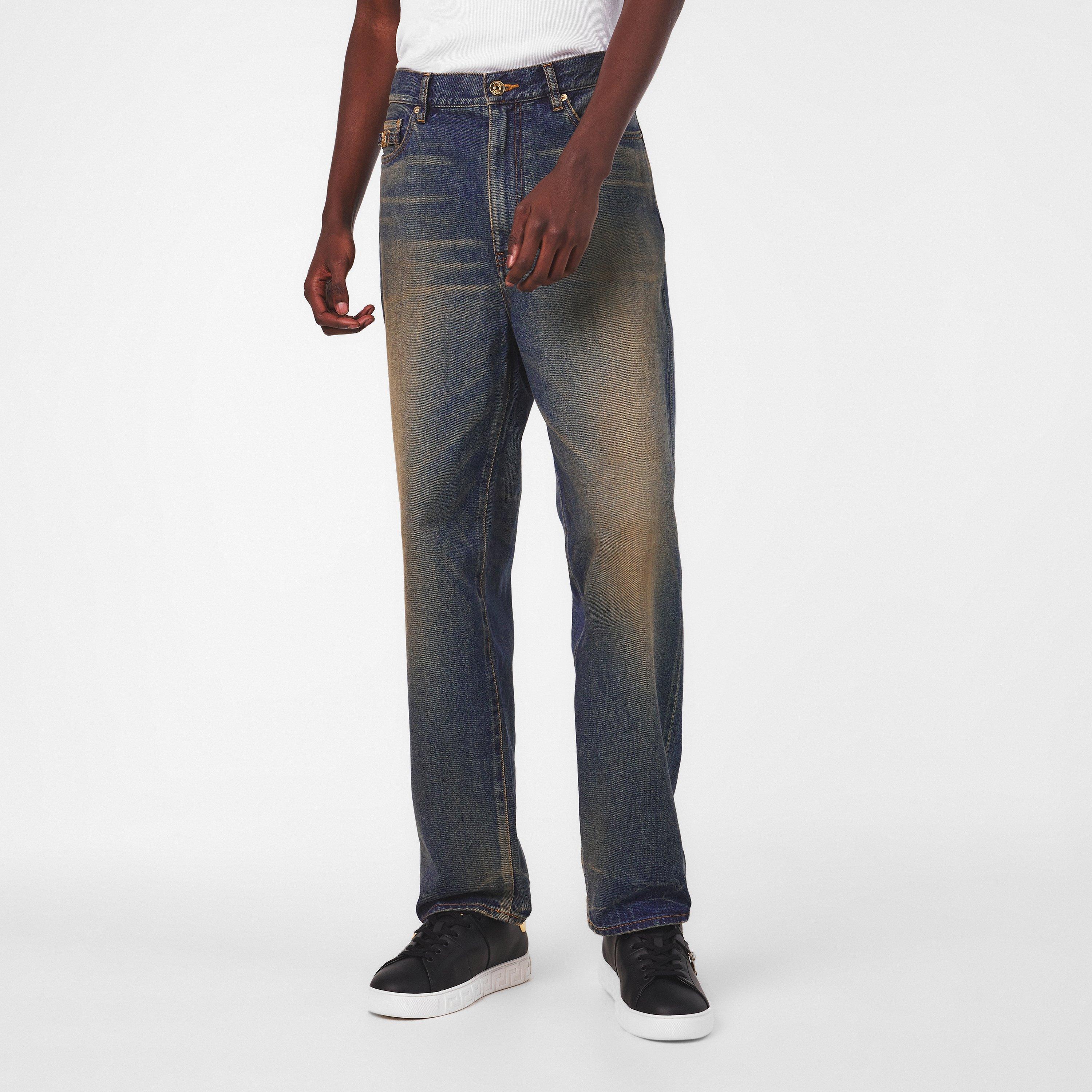 Blue - Versace - Men's Straight Jeans - 3