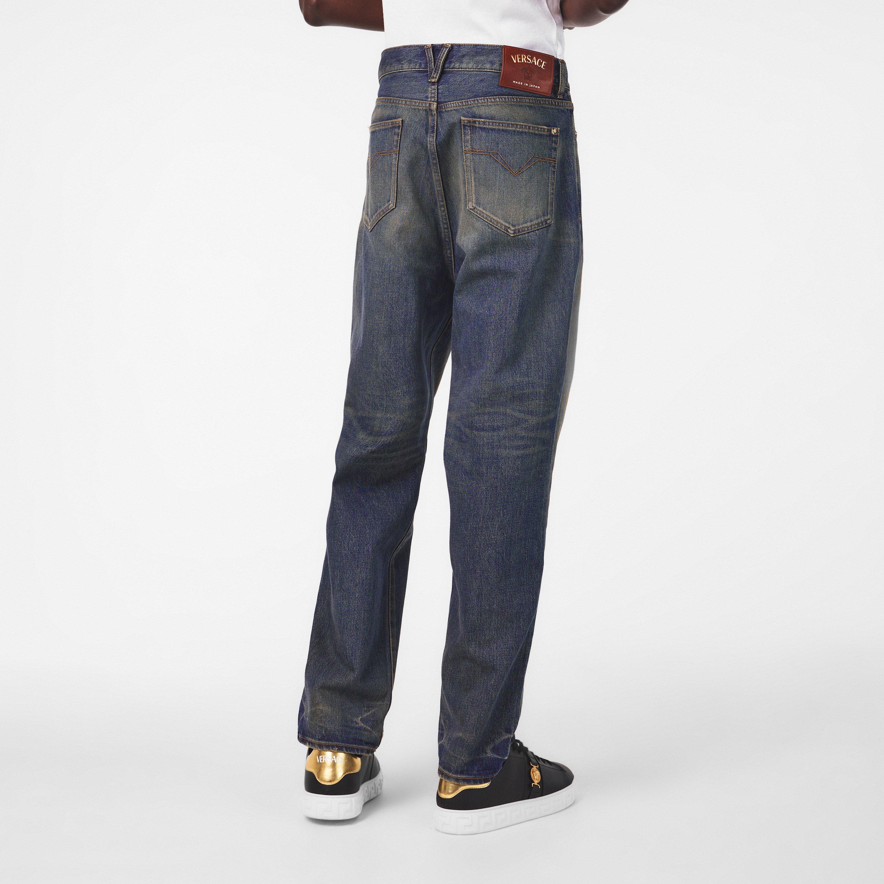 Blue - Versace - Men's Straight Jeans - 4