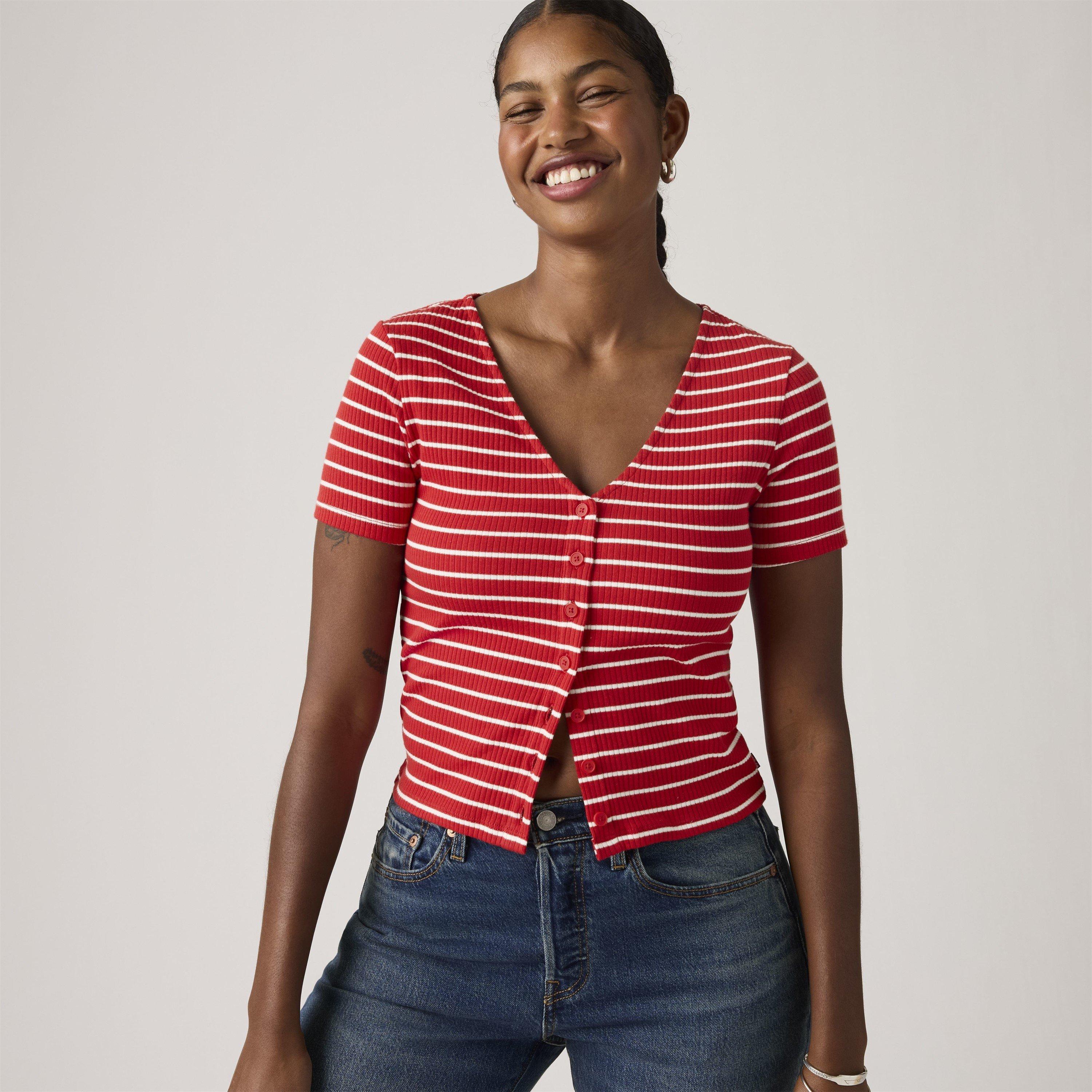 Red Stripe - Levis - Short Sleeve Striped T-Shirt - 3