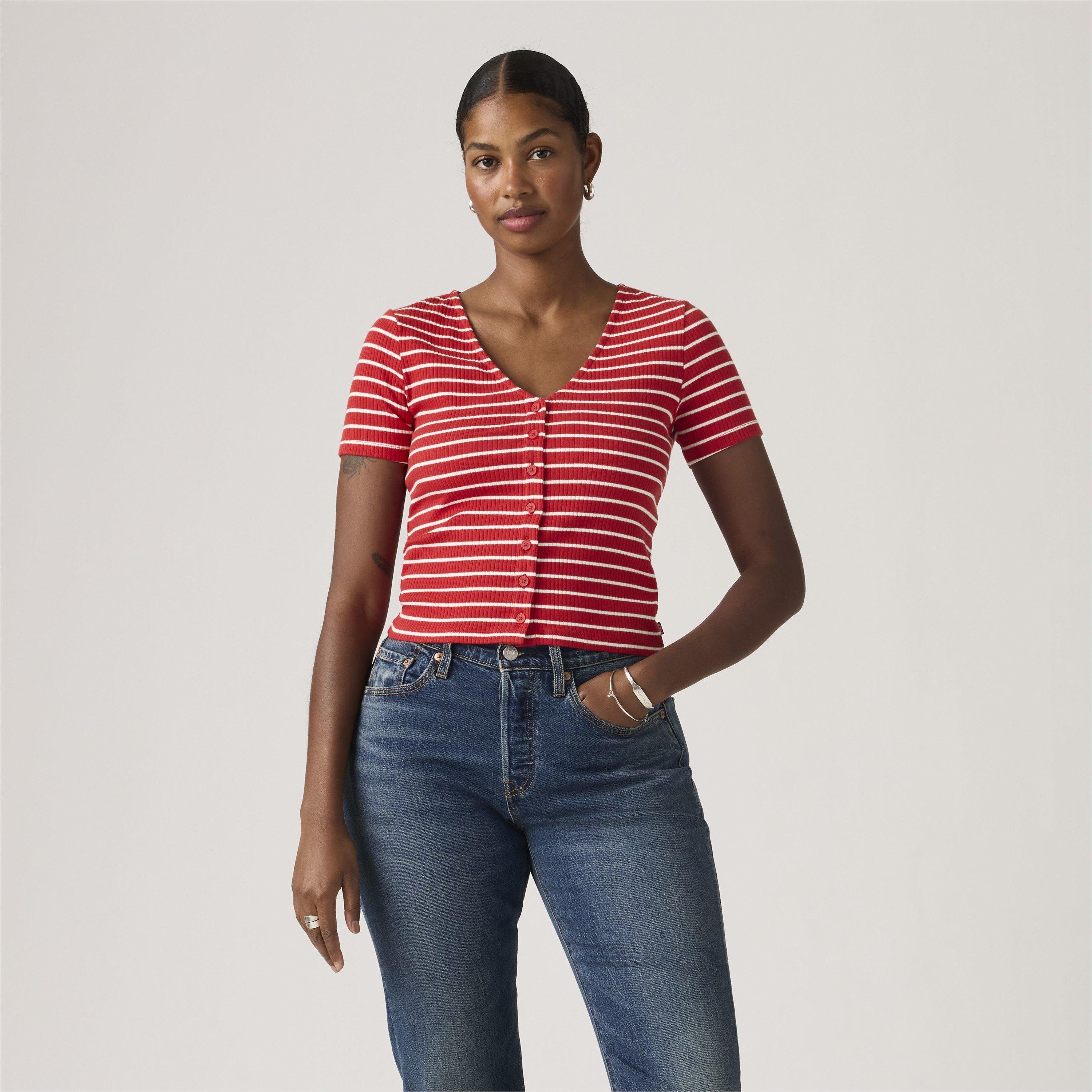 Red Stripe - Levis - Short Sleeve Striped T-Shirt - 6