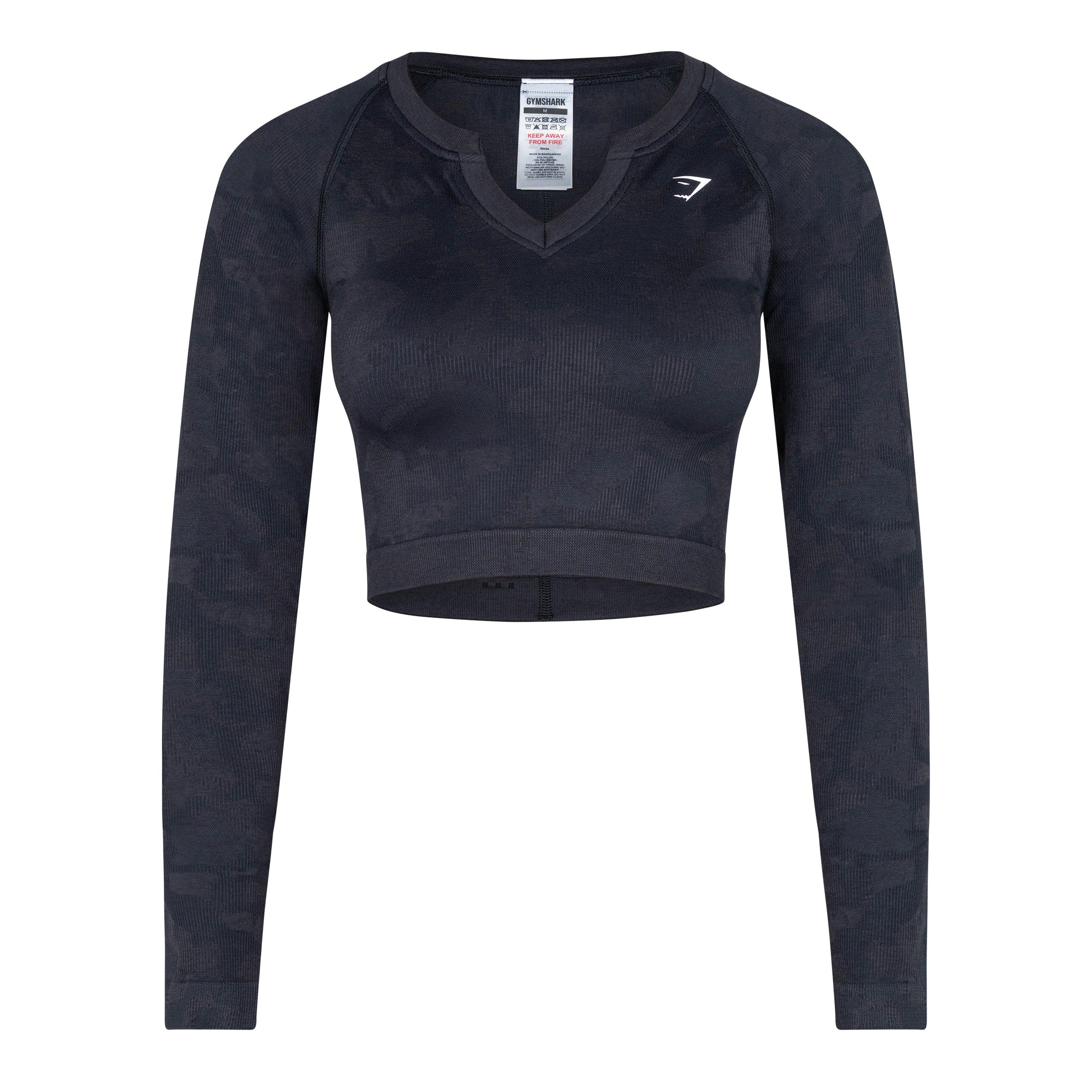 Gs Blk/Apht Gry - Gymshark - Women's Adapt Camo Long-Sleeve Cropped Top - 1