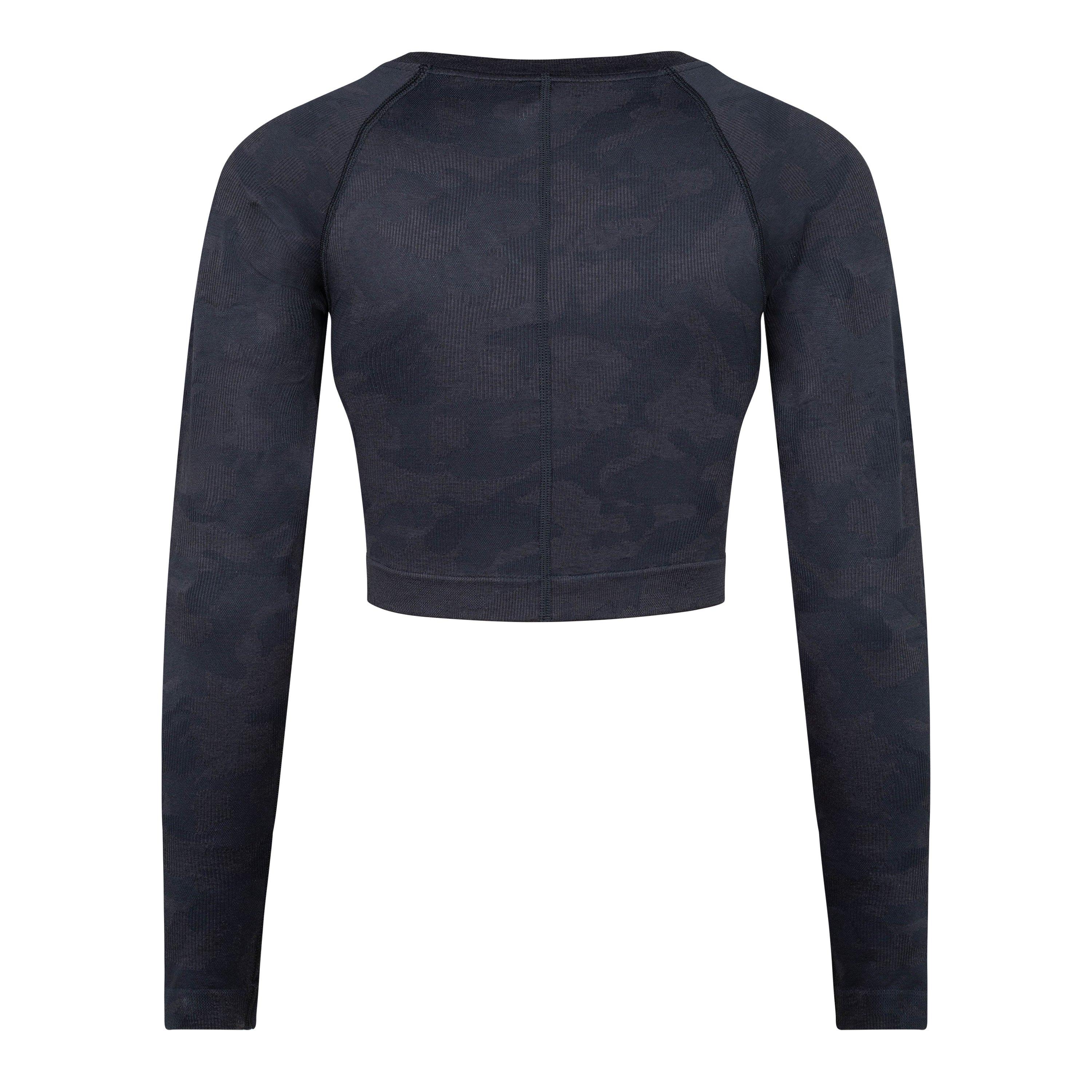 Gs Blk/Apht Gry - Gymshark - Women's Adapt Camo Long-Sleeve Cropped Top - 2