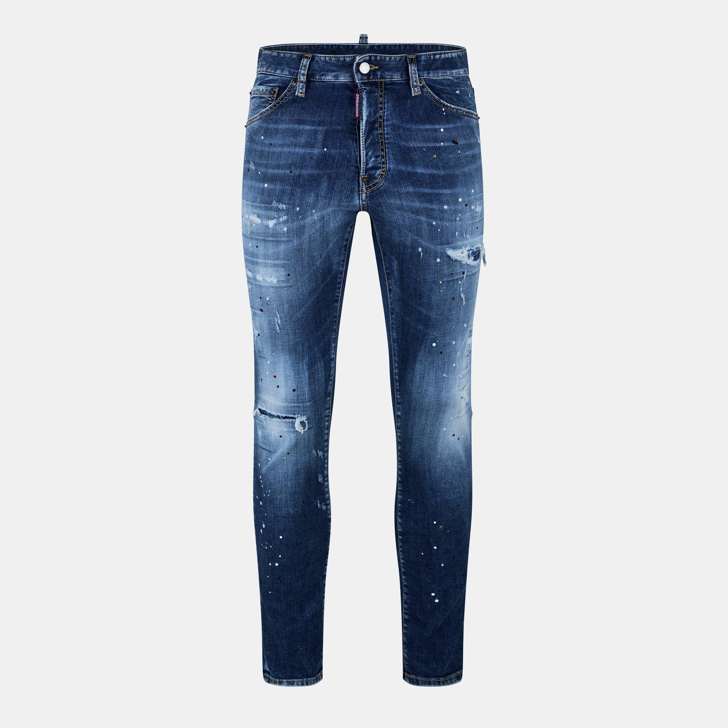 DSquared2 Cool Guy Slim Jeans - Rip Repair Blue - Size 34W R