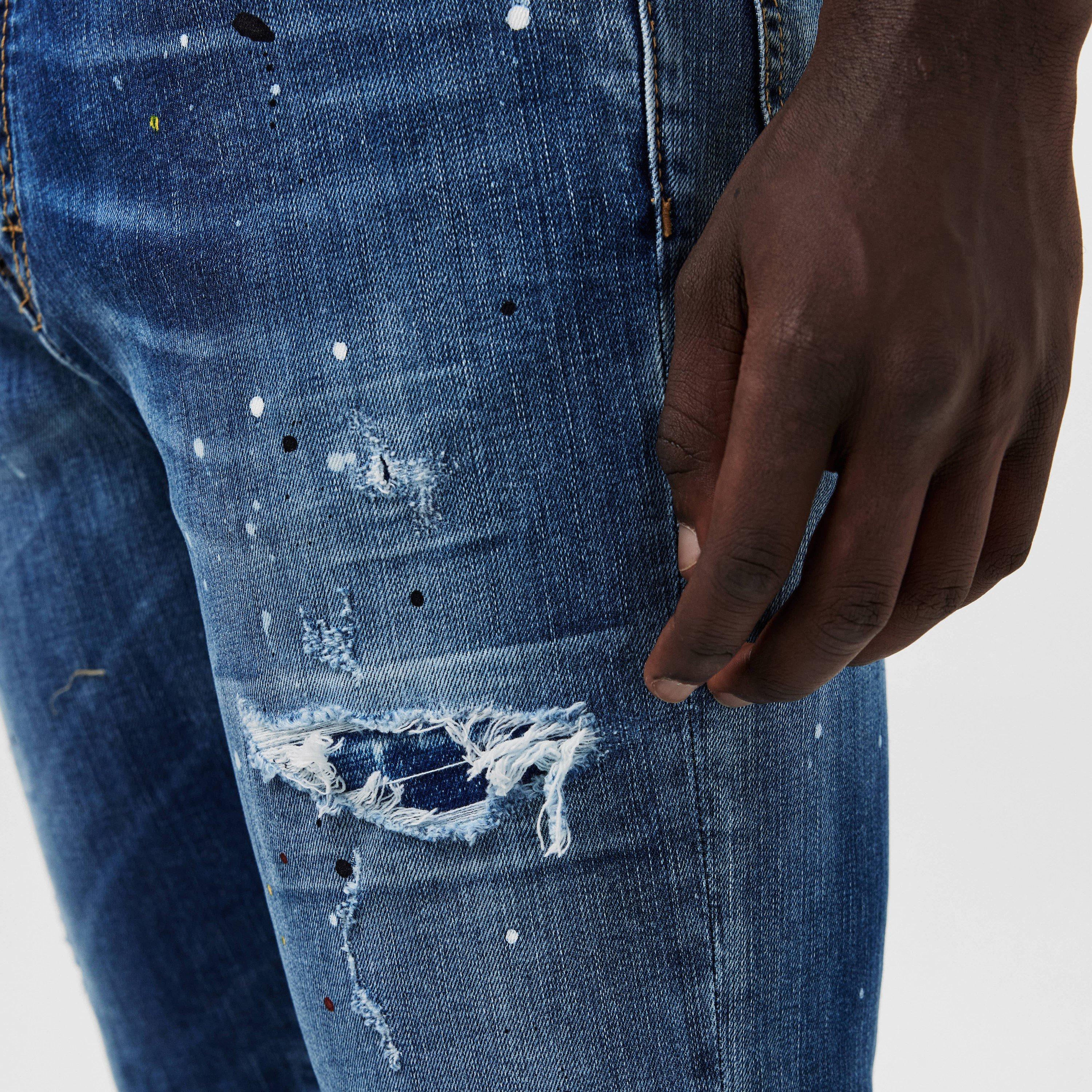 Rip Repair Blue - DSquared2 - Cool Guy Slim Jeans - 5