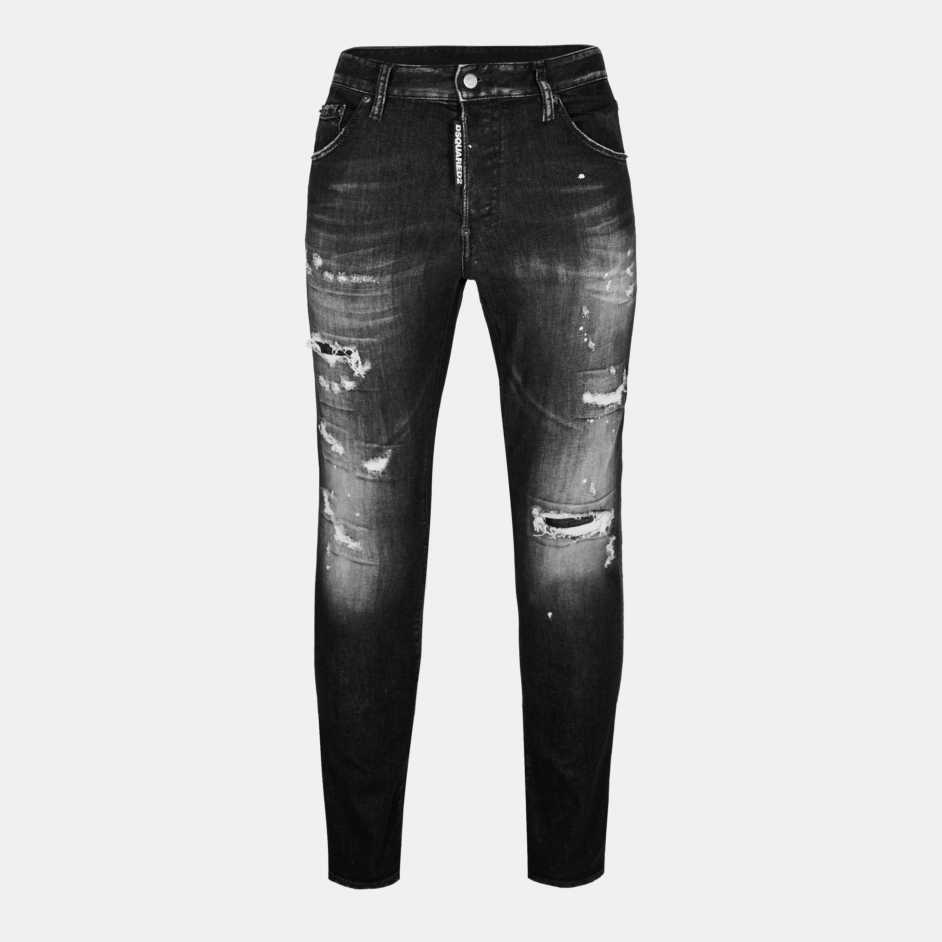 DSquared2 Cool Guy Slim Jeans - Rip Repair Blk - Size 34W R