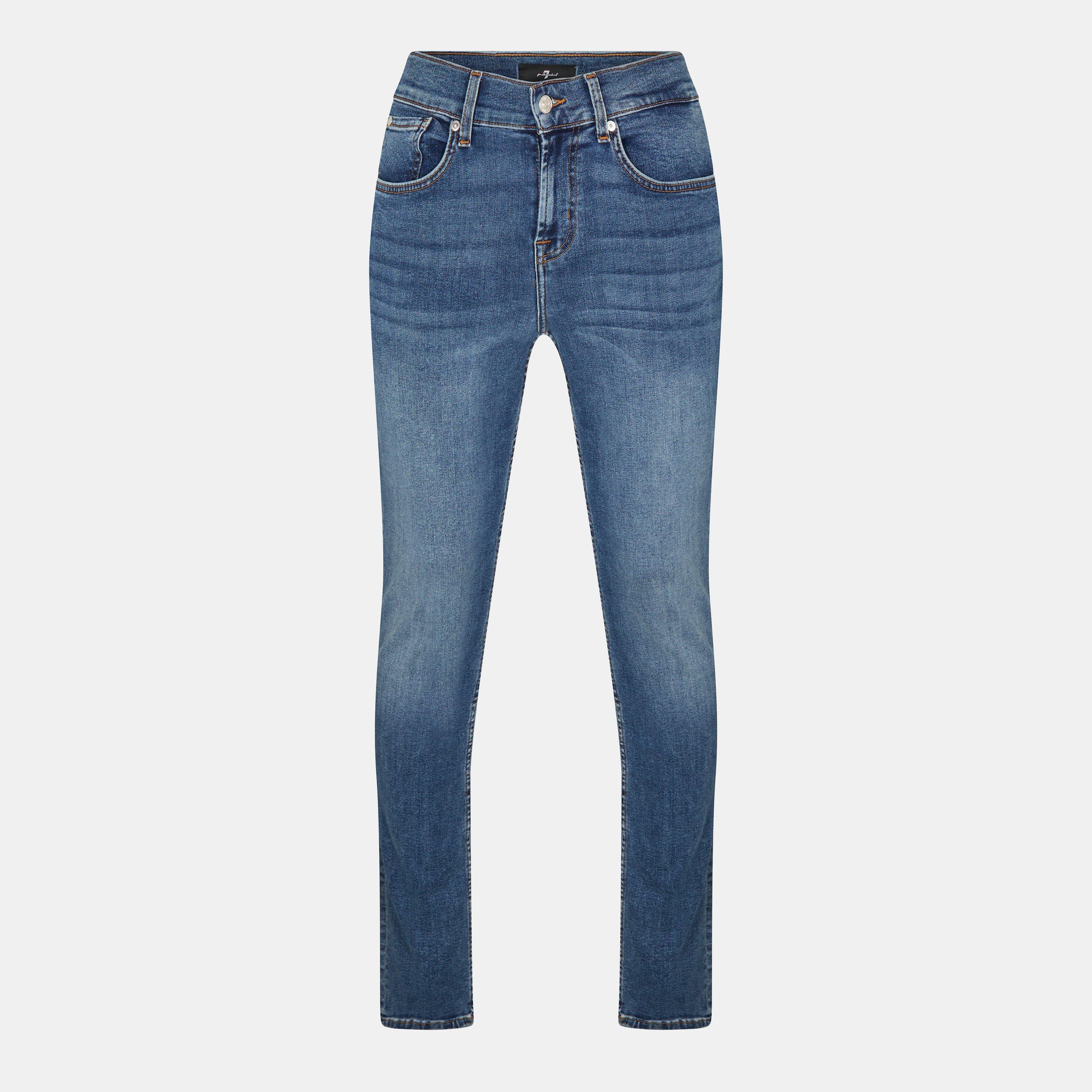 7 For All Mankind Men's Slimmy Slim Fit Jeans - Mid Blue - Size 36W R