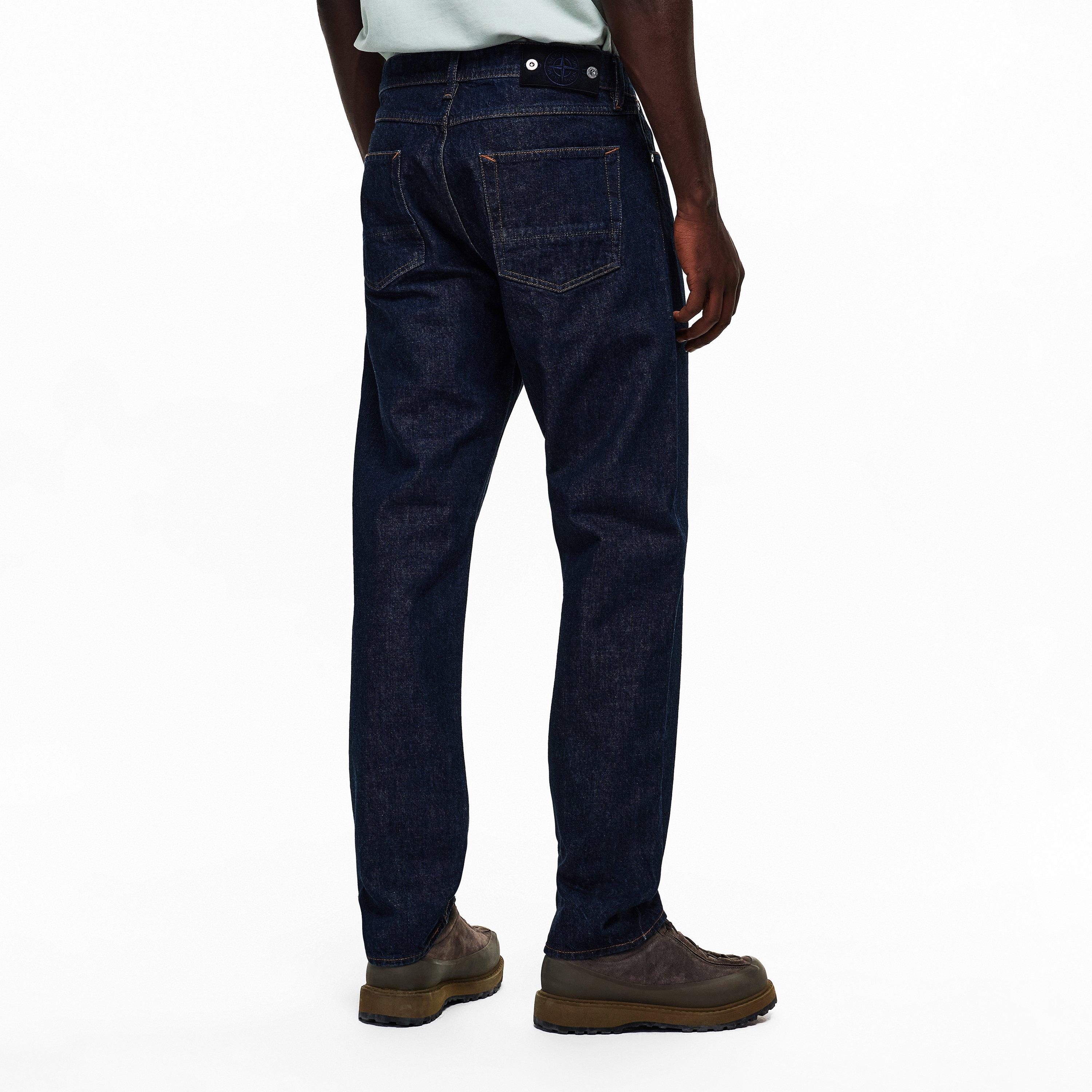 Blu Rinse VJ201 - Stone Island - Mens Denim Research Straight Jeans - 4