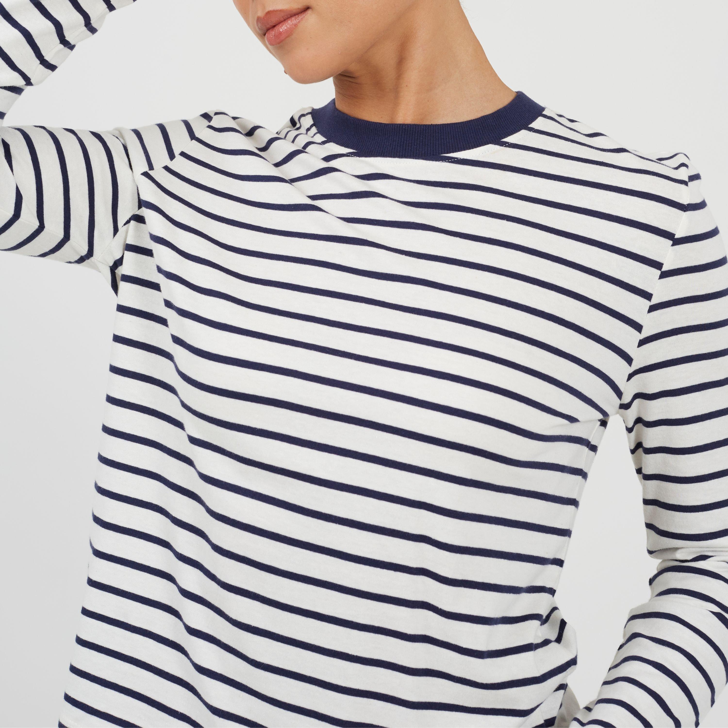 Navy/Cream - Brave Soul - Strpe Ls Tee Ld99 - 3