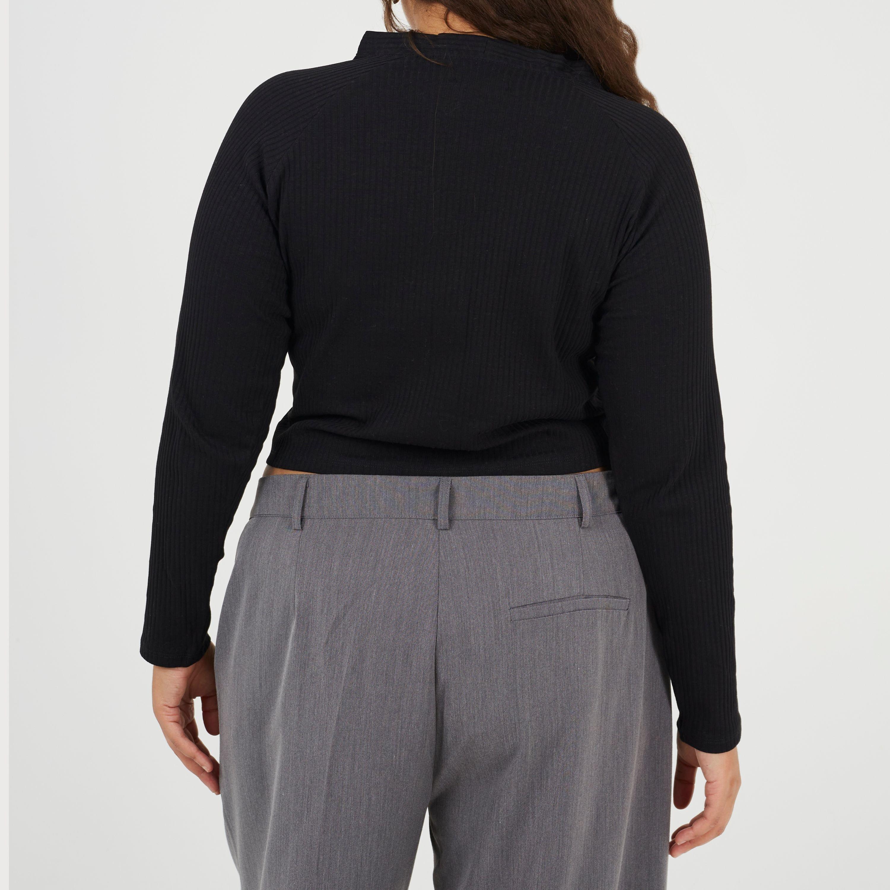 Black - Brave Soul - Womens Plus Size Long Sleeve Top with Popper Fastening - 2