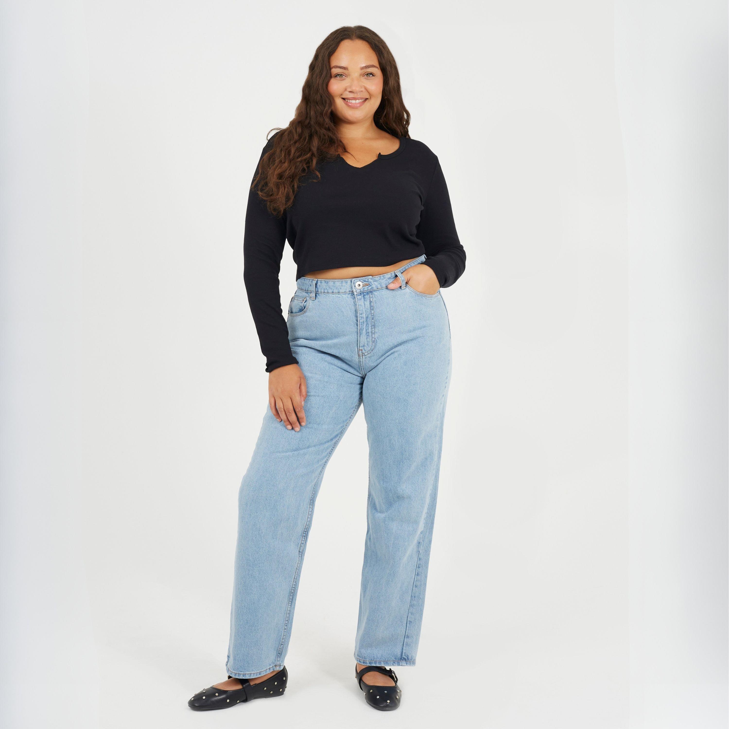 Black - Brave Soul - Womens Plus Size V-neck Long Sleeve Top with Slit Detail - 4