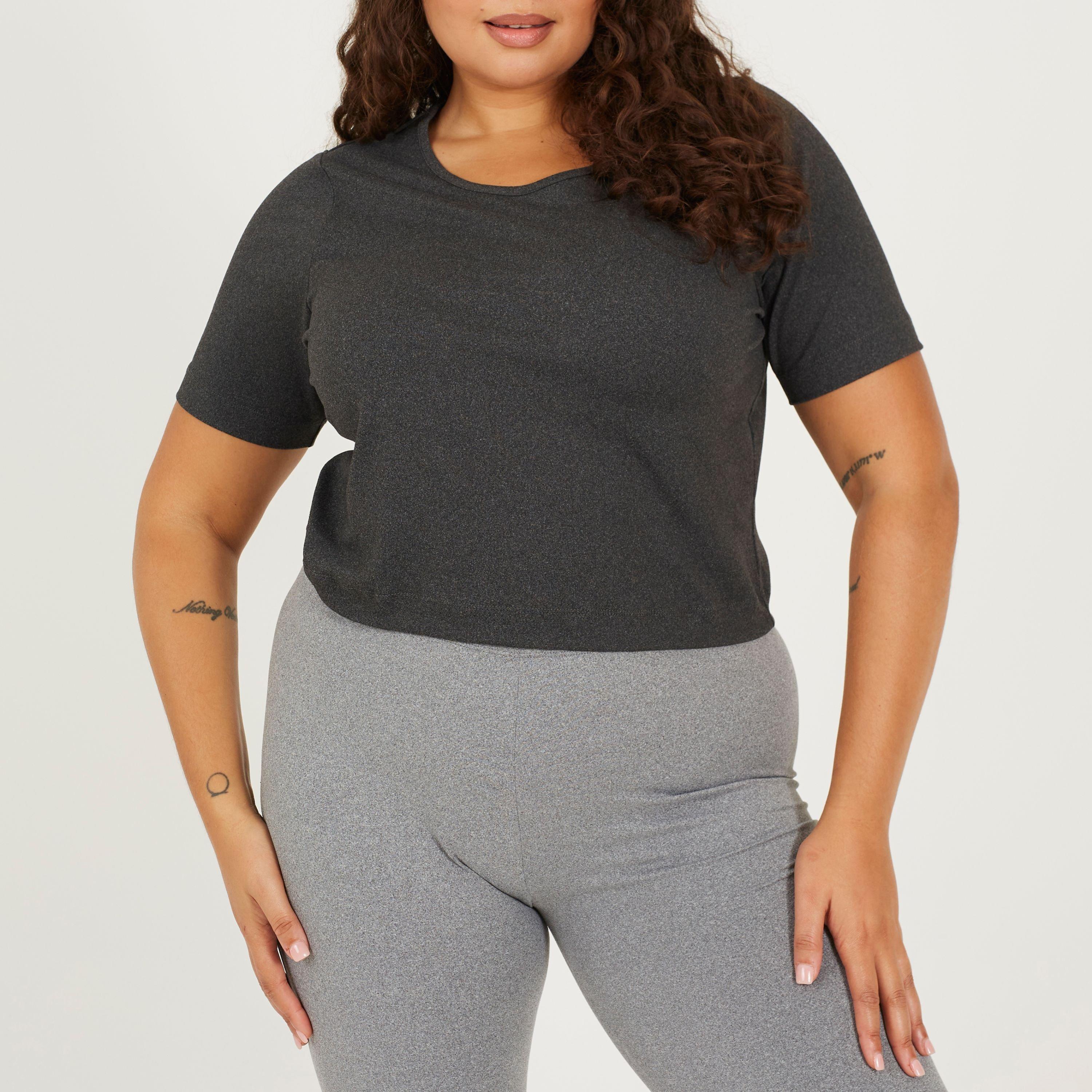 Brave Soul Women's Plus Size Cropped Round Neck T-Shirt - Charcoal - 20 (3XL)