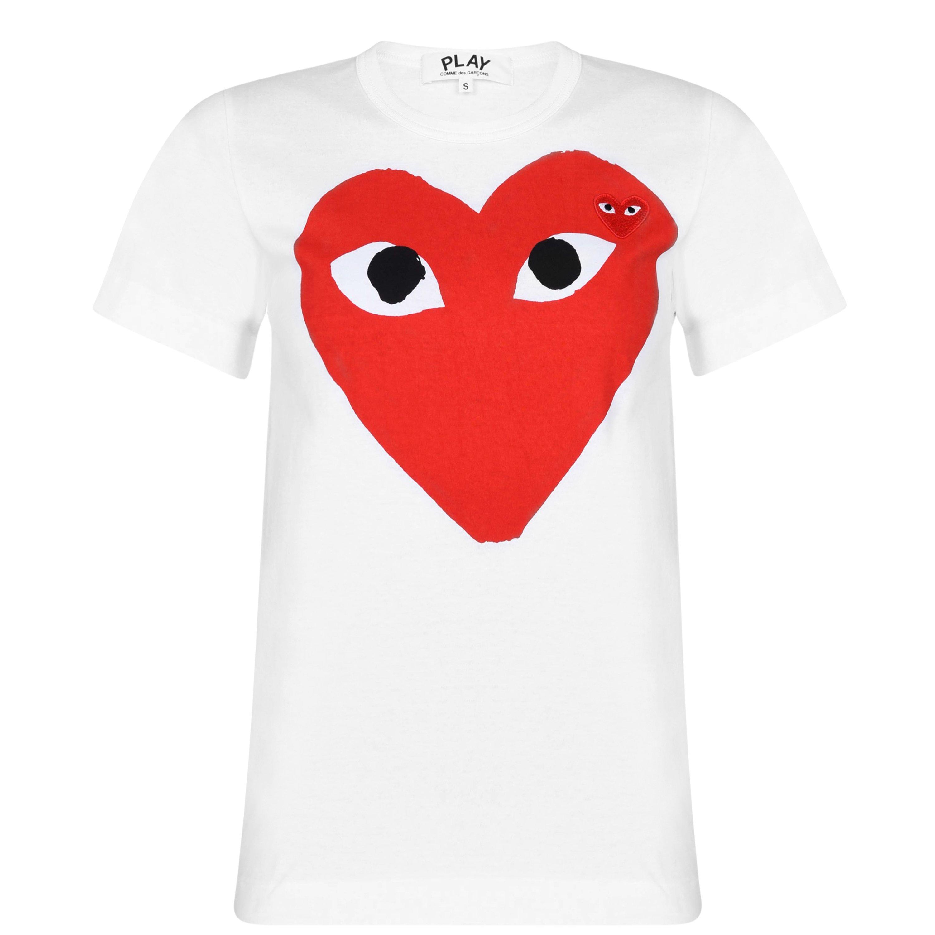 White 1 - Comme des Garcons PLAY - Xl Peeping Heart T Shirt - 7