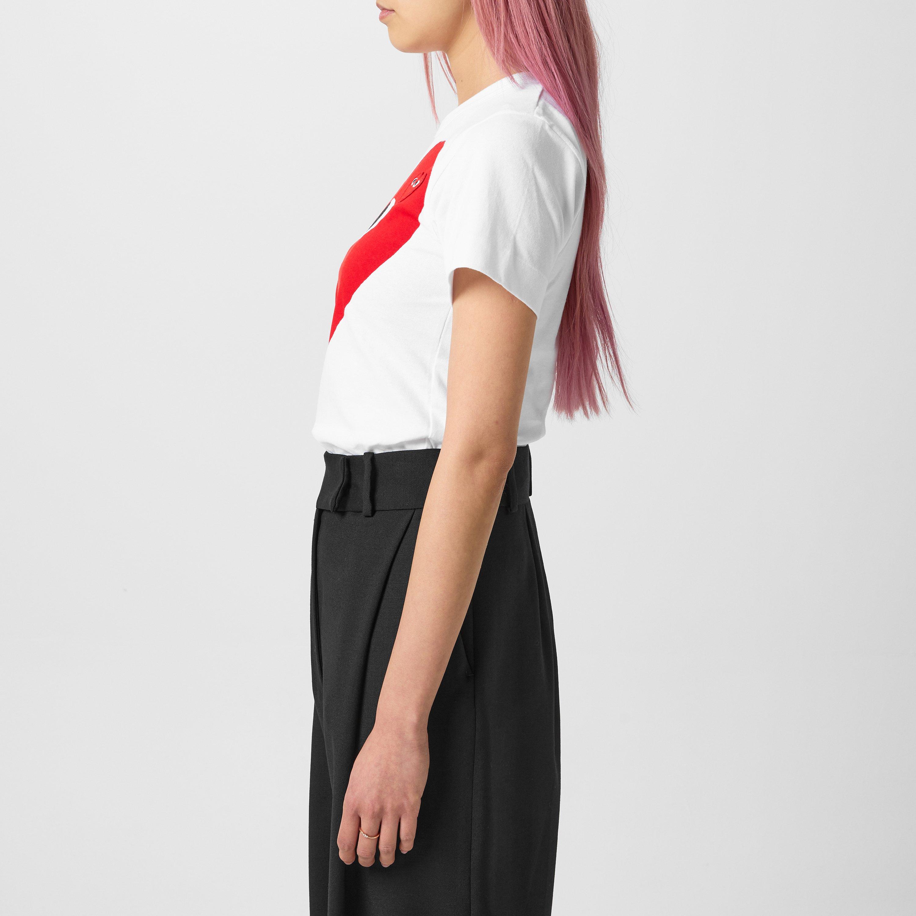 White 1 - Comme des Garcons PLAY - Xl Peeping Heart T Shirt - 5