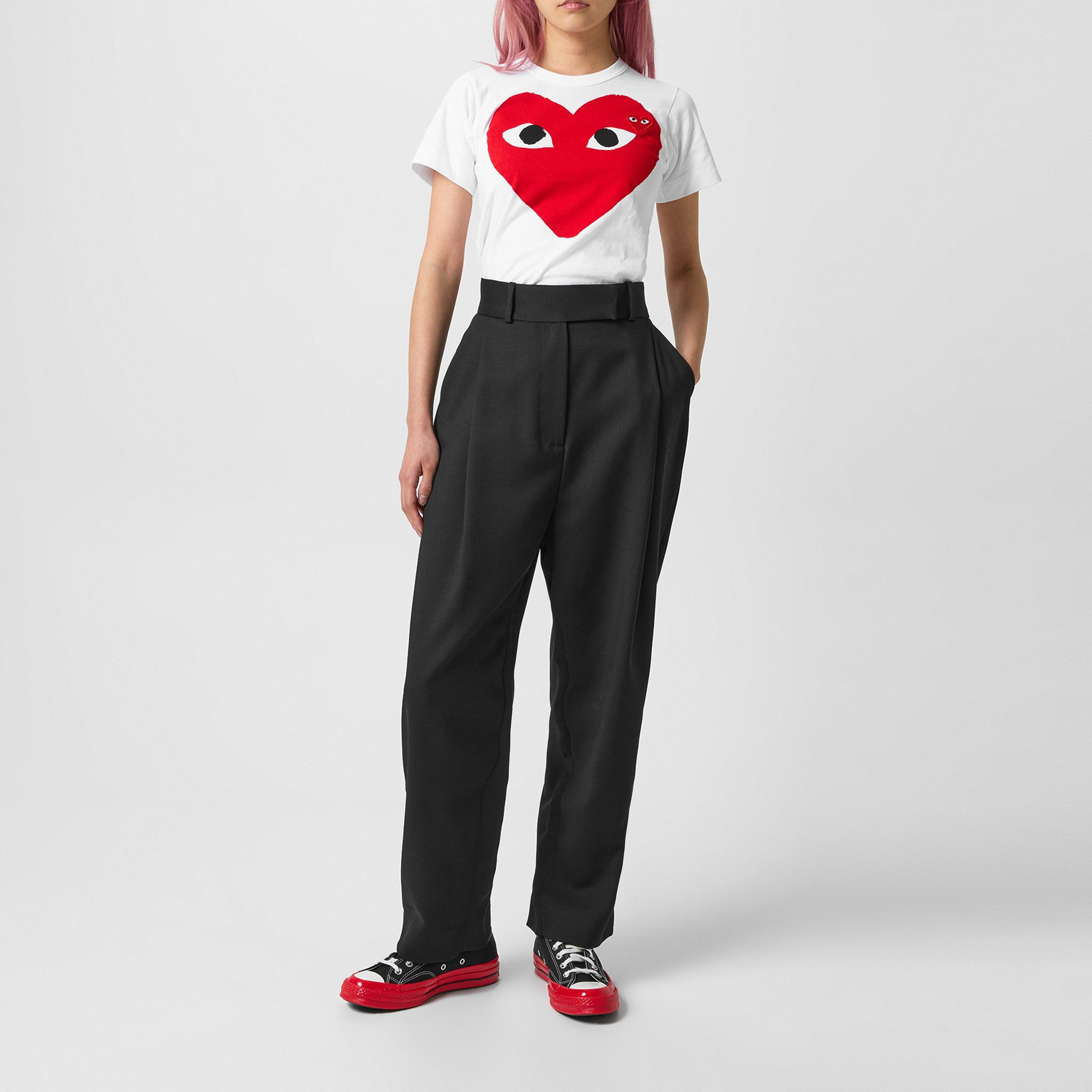 White 1 - Comme des Garcons PLAY - Xl Peeping Heart T Shirt - 6