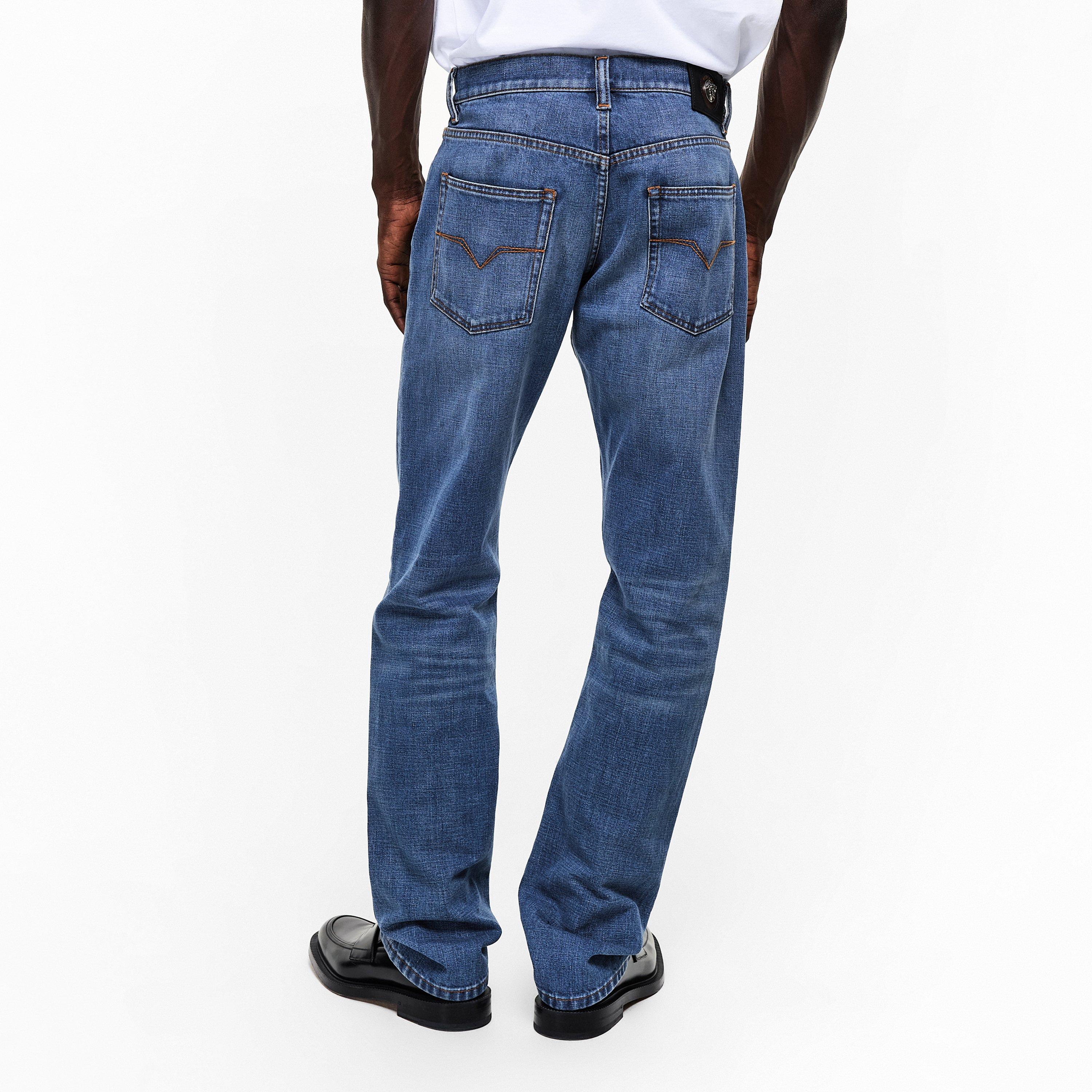 Medium Blue - Versace - Men's Straight Leg Jeans - 4