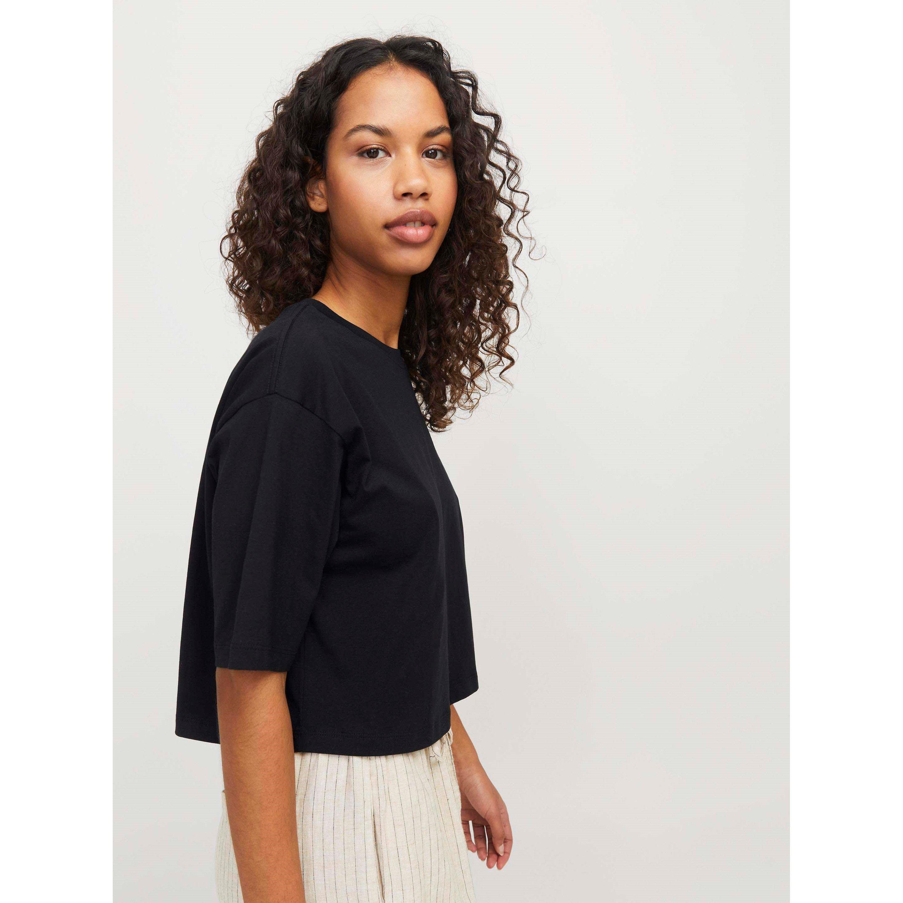 Black - JJXX - Andrea Loose Cropped T-Shirt Ladies - 7