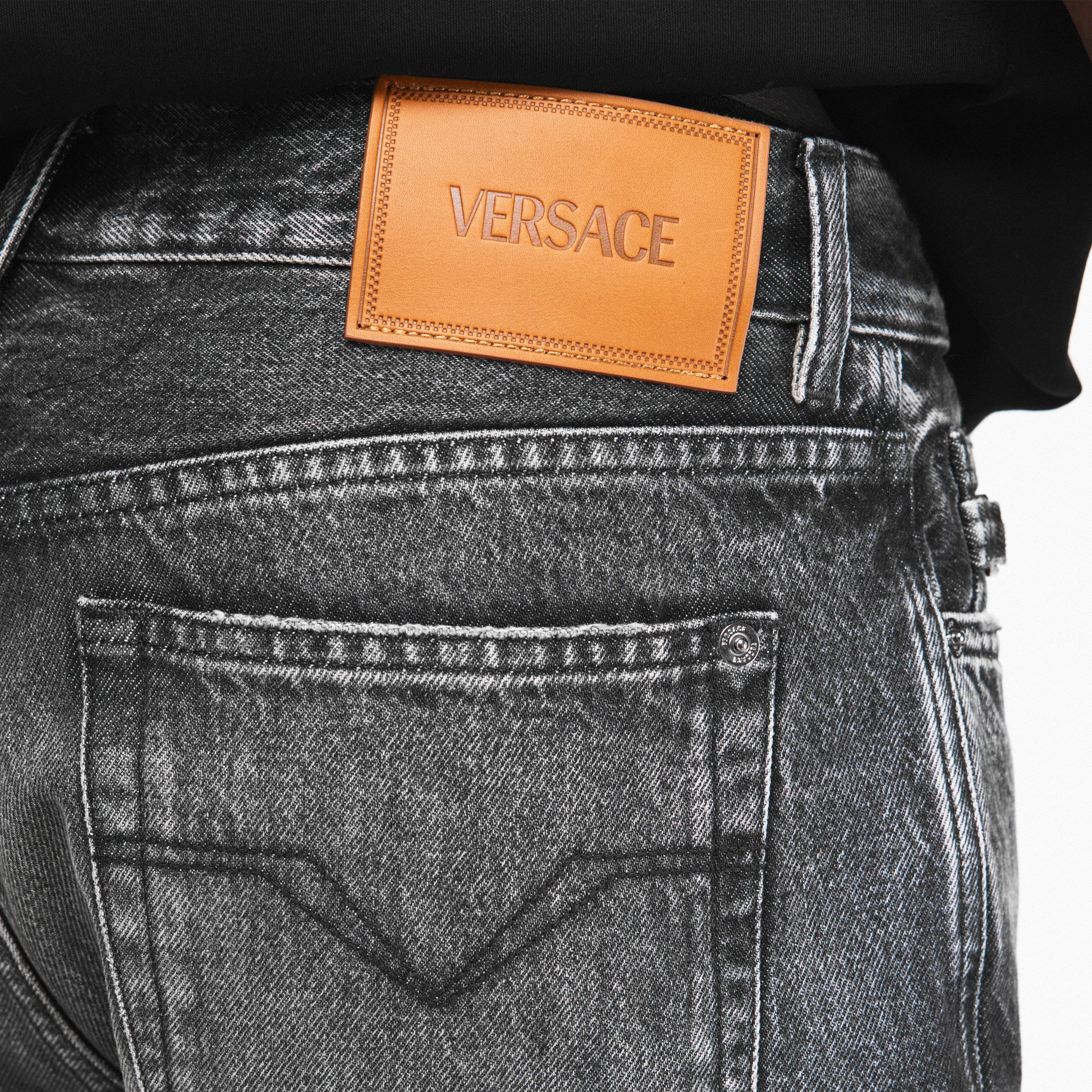 Medium Grey - Versace - Men's Stone Wash Slim Fit Jeans - 5