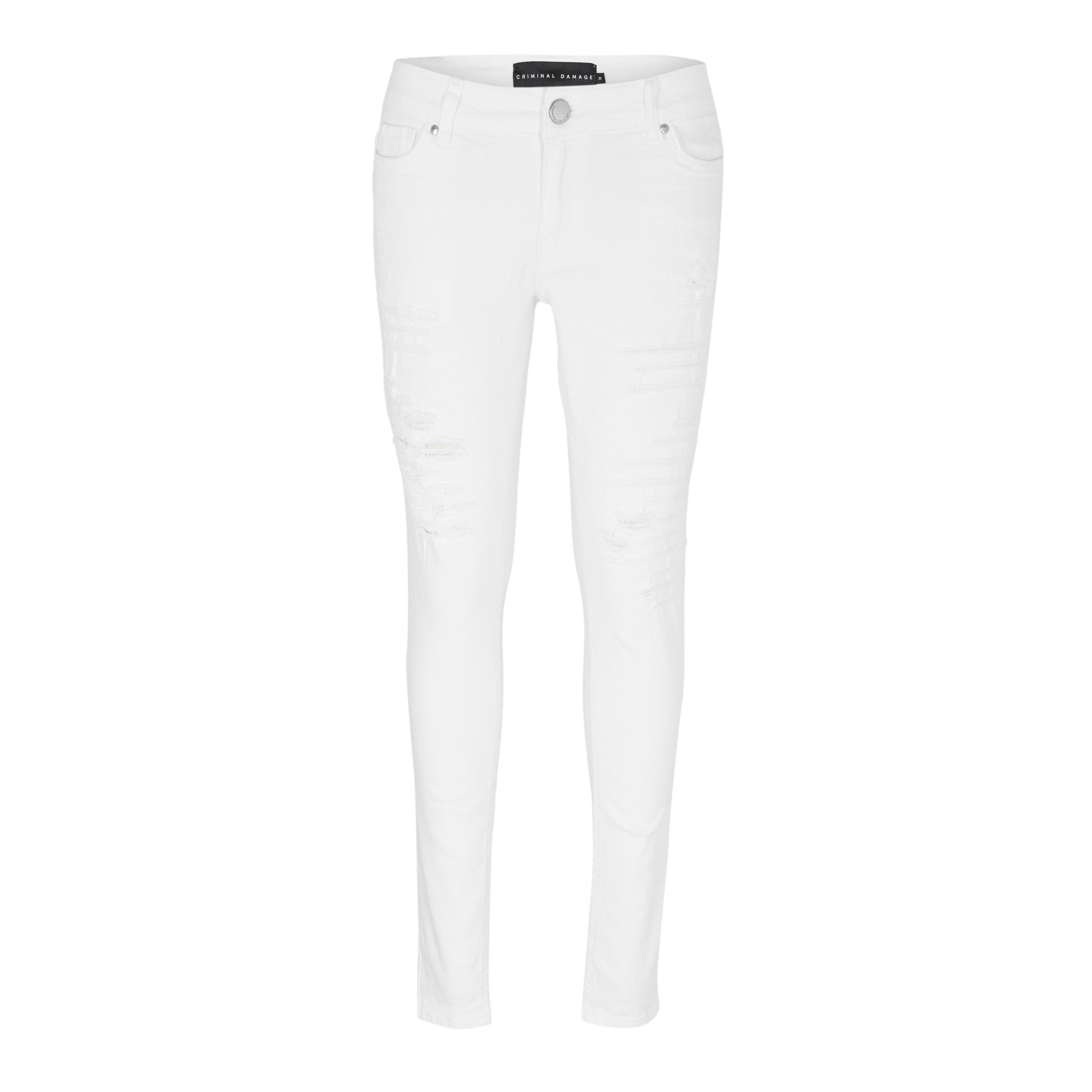 White - Criminal Damage - Men's Camden Slim Fit Jeans - 1