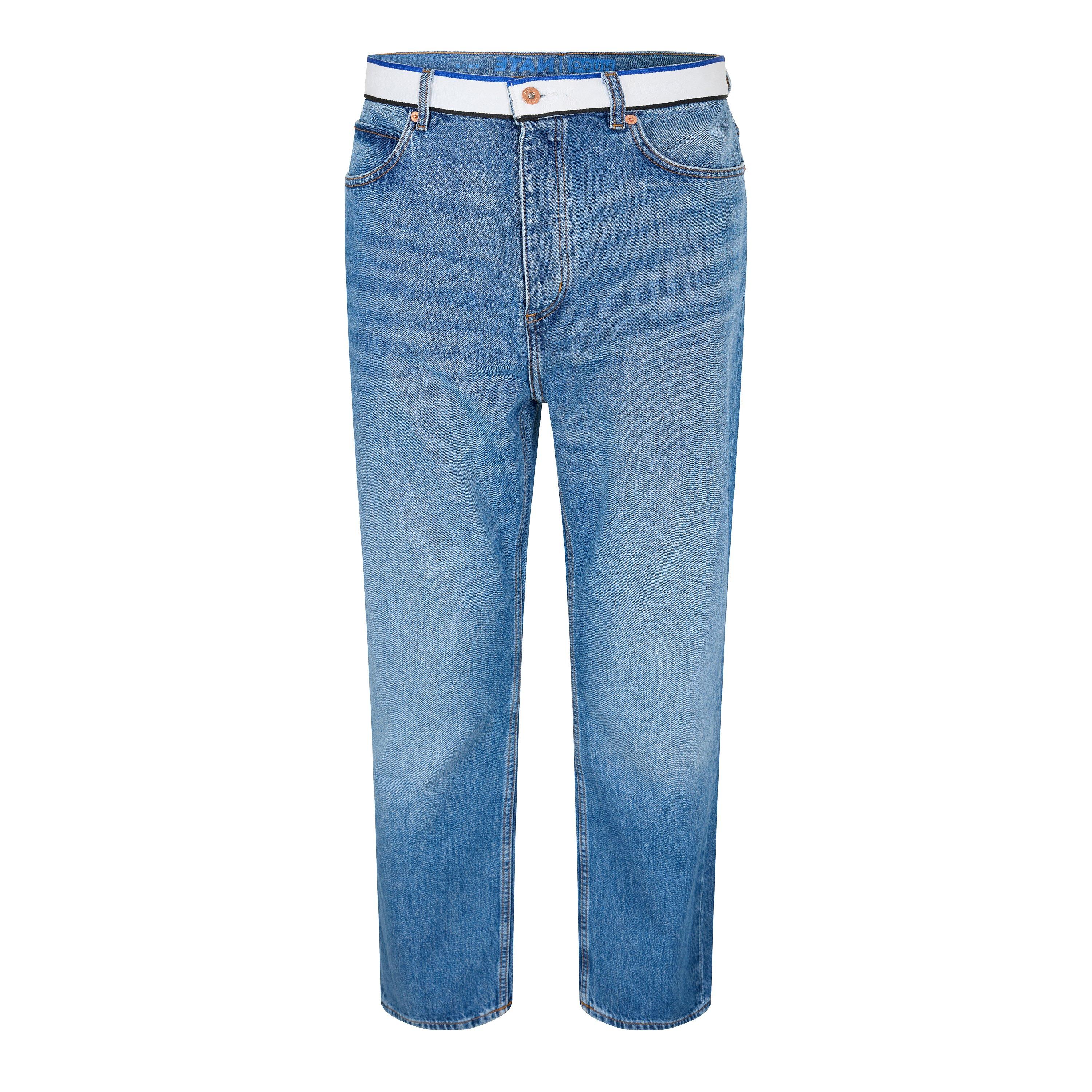 Hugo Men's Nate/Tape Wide Leg Jeans - Medium Blue - 36W R