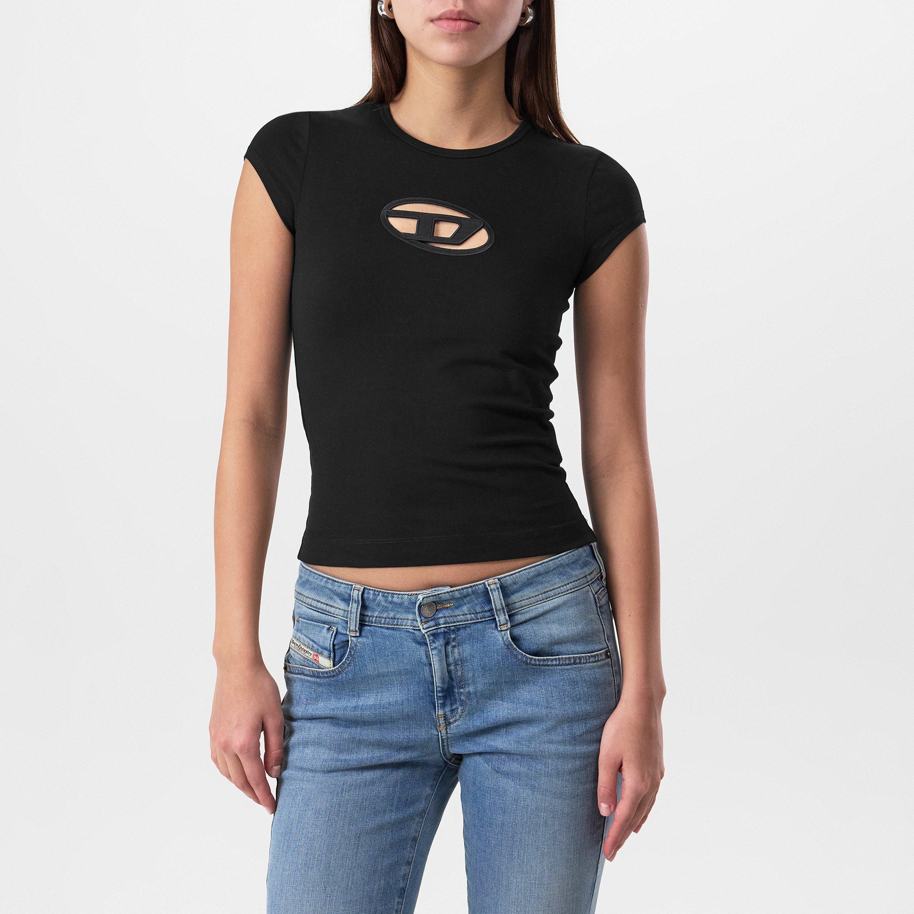 Diesel Women's Black T-Angie Oval D T-Shirt - 12