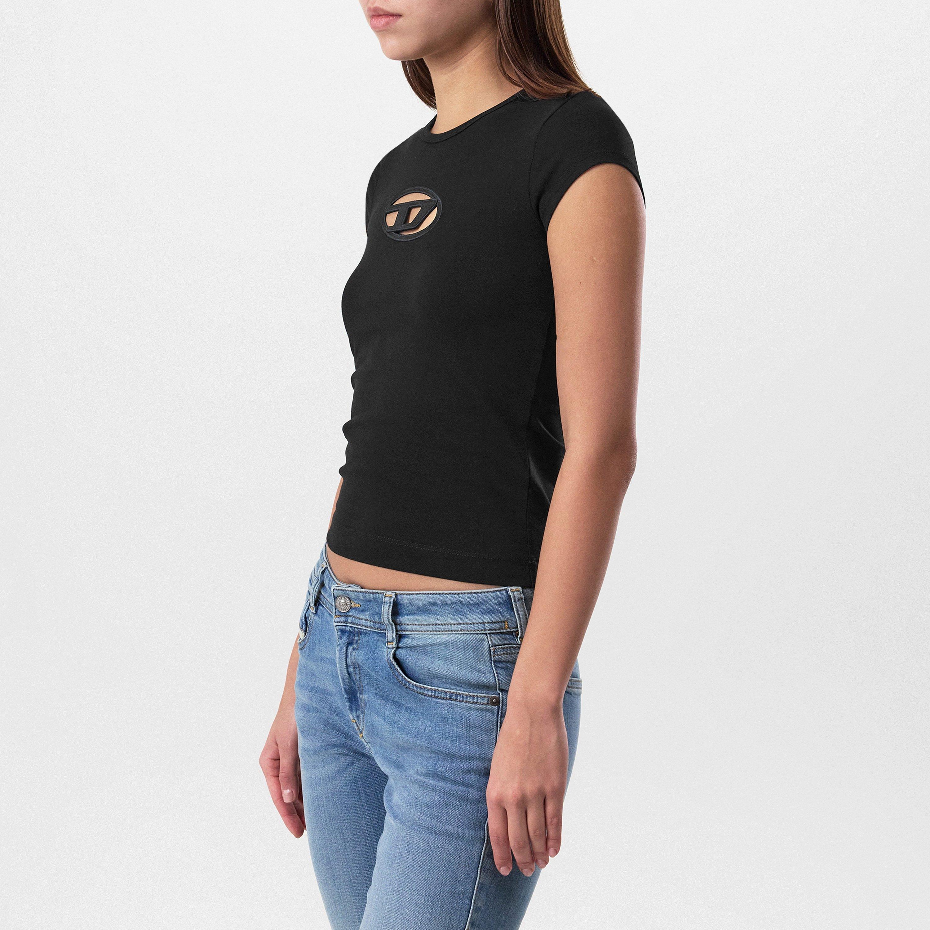 diesel t angie Tシャツ　black 黒 Diesel T-Angie cut-out Logo T-shirt | Black | FARFETCH