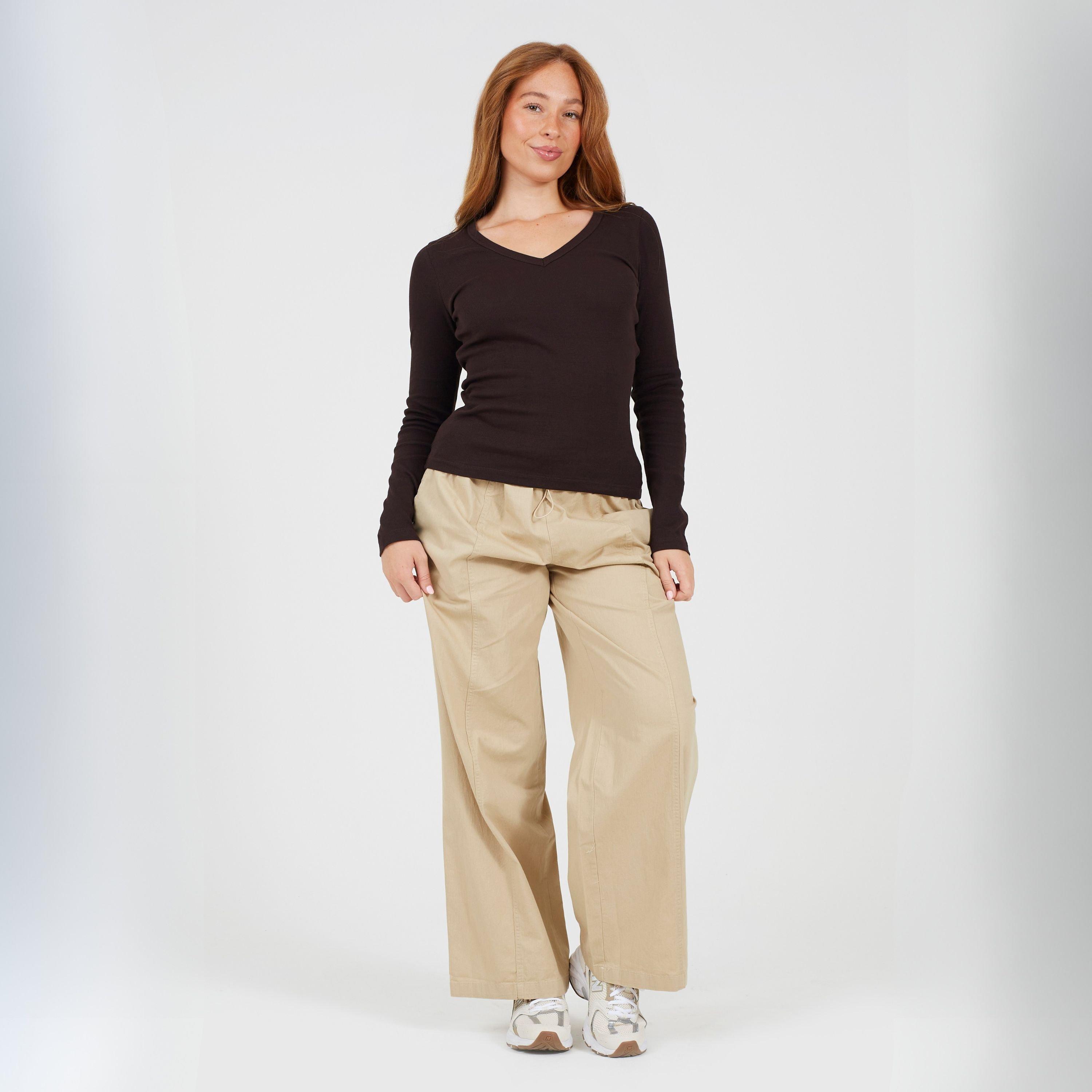 Chocolade - Brave Soul - BS Womens Long Sleeve V-Neck Ribbed Top - 4