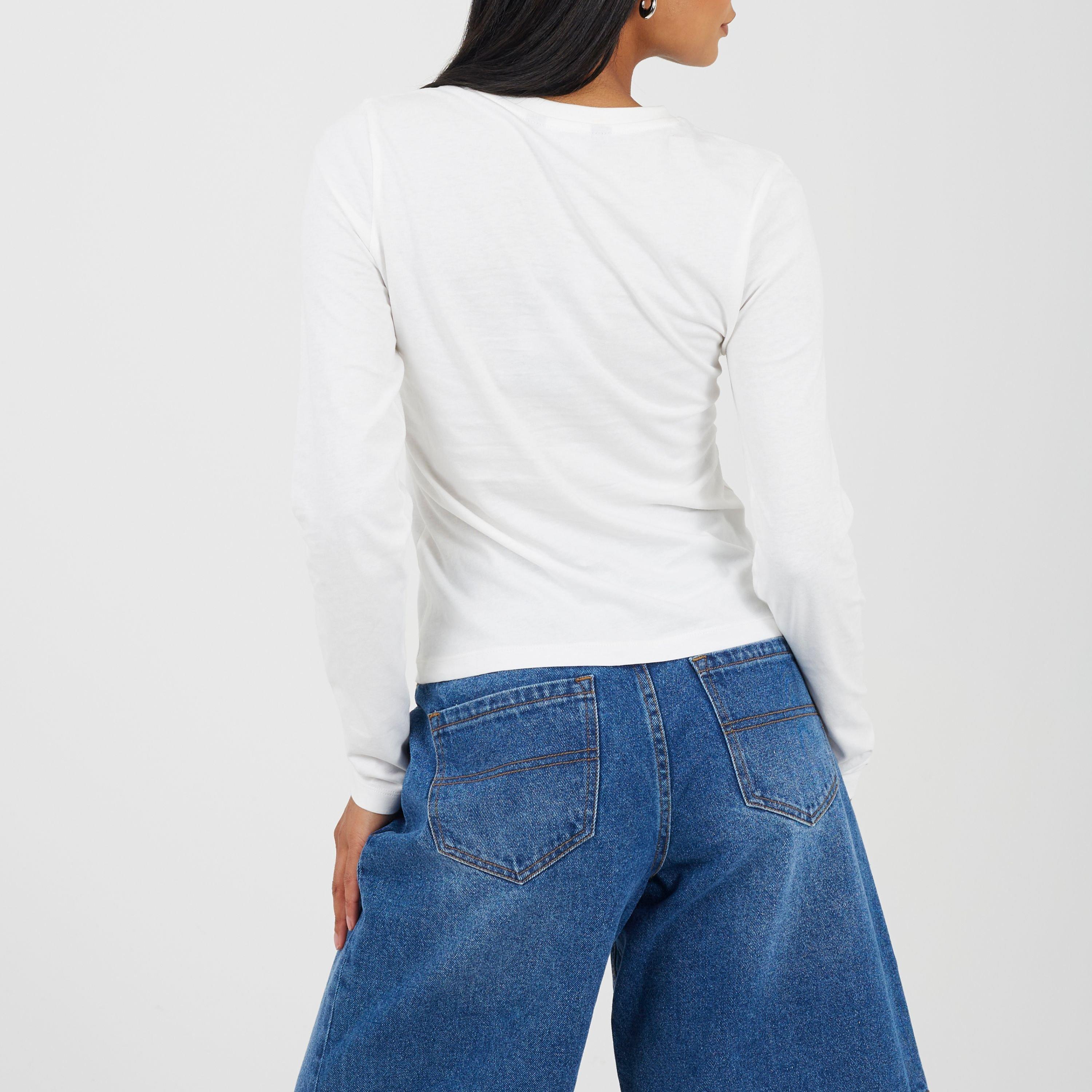 Cream/Frst Grn - Brave Soul - BS Womens Long Sleeve Top withn Printed Chest Design - 2