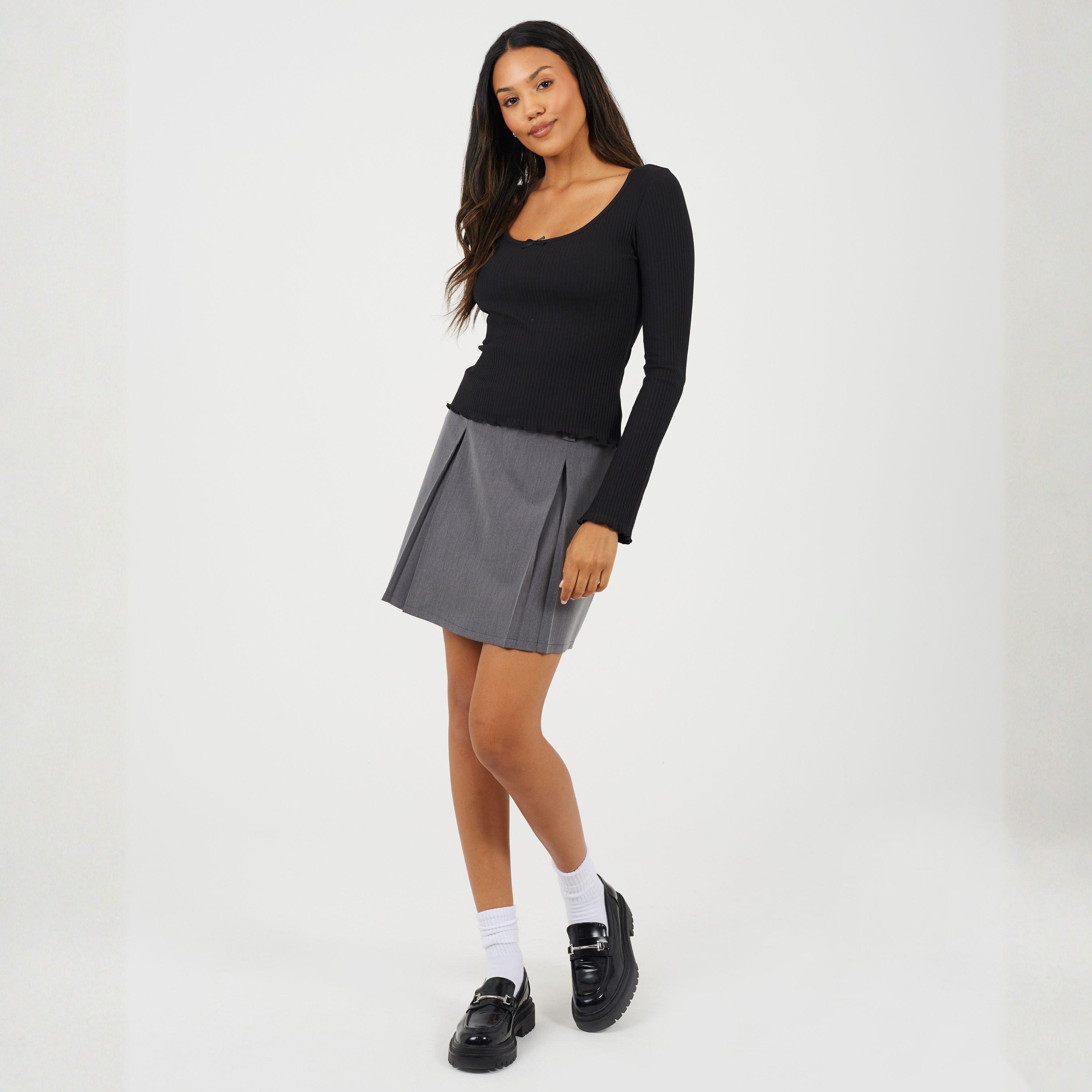 Zwart - Brave Soul - BS Womens Long Sleeve Scoop Neck Top with Bow Detail. - 4