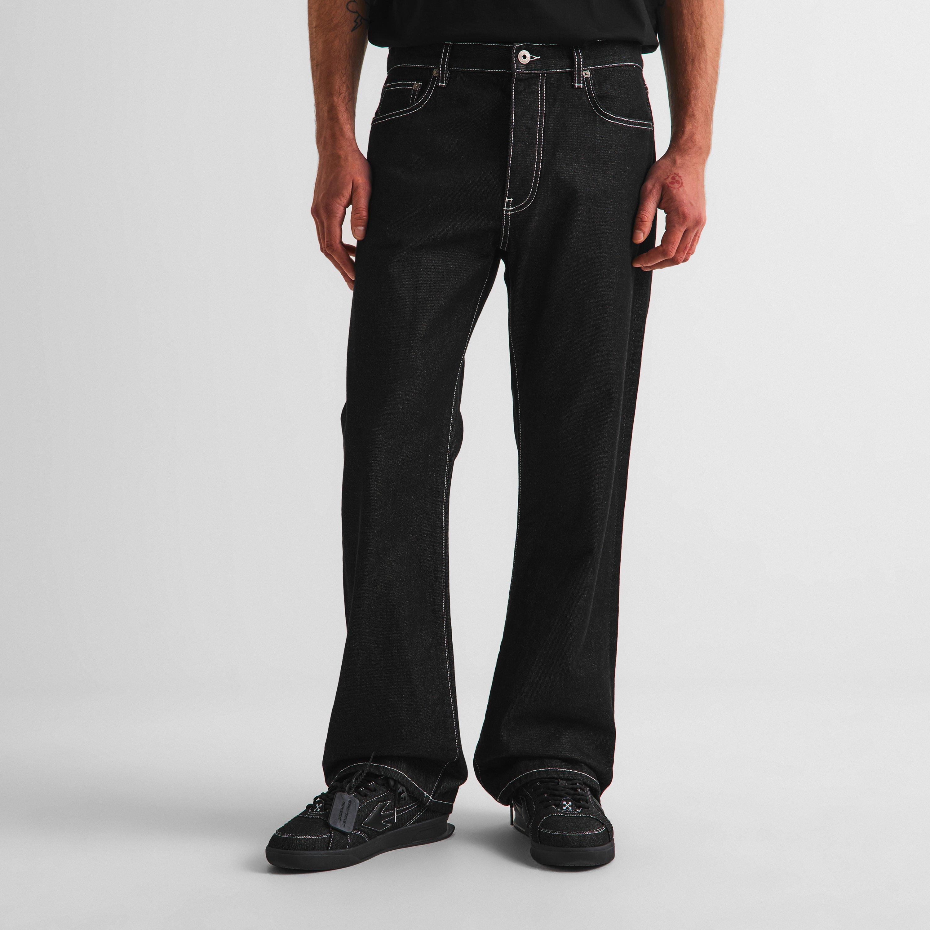Black - Off White - Men's Relaxed Jean Straight Leg Jeans - 3