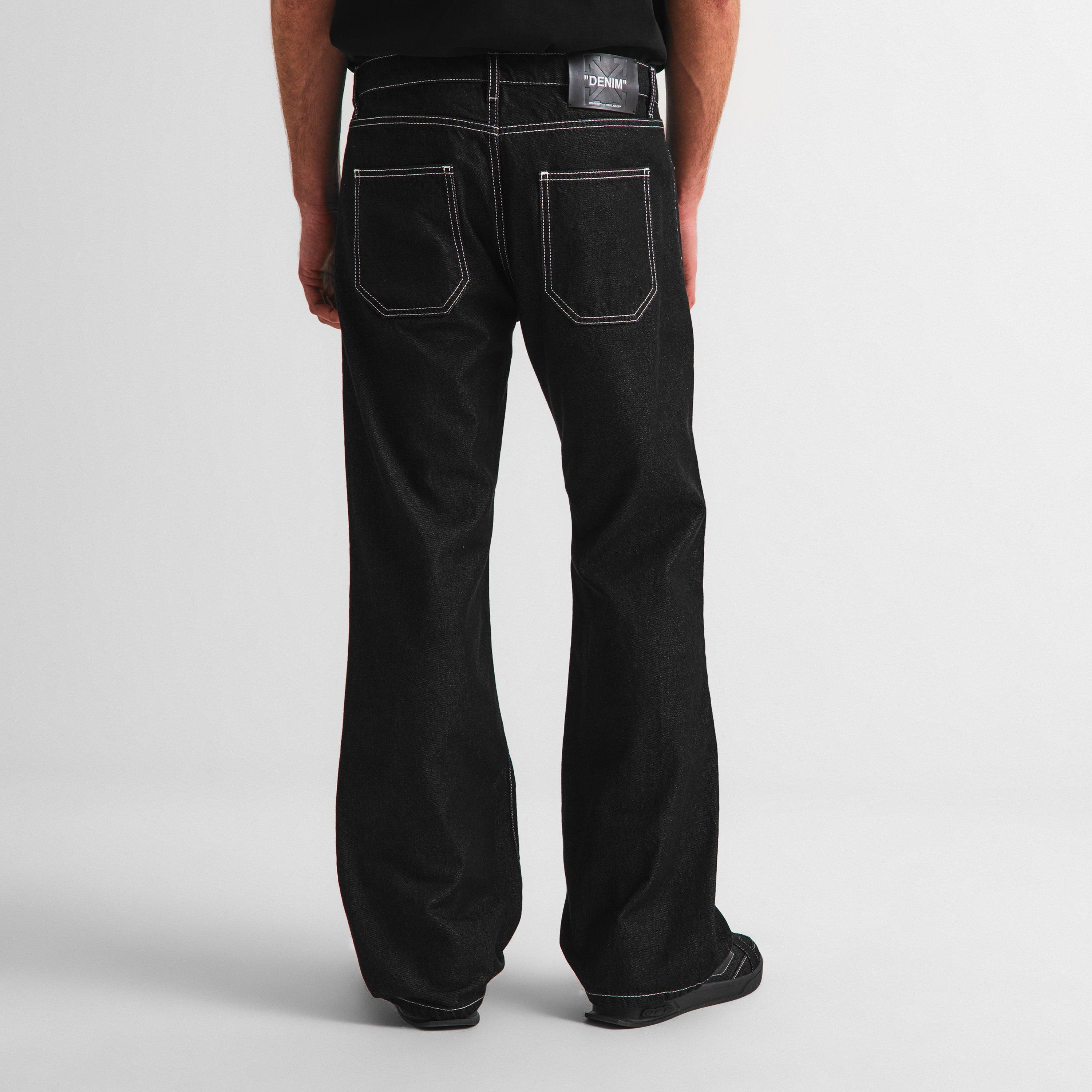 Black - Off White - Men's Relaxed Jean Straight Leg Jeans - 4