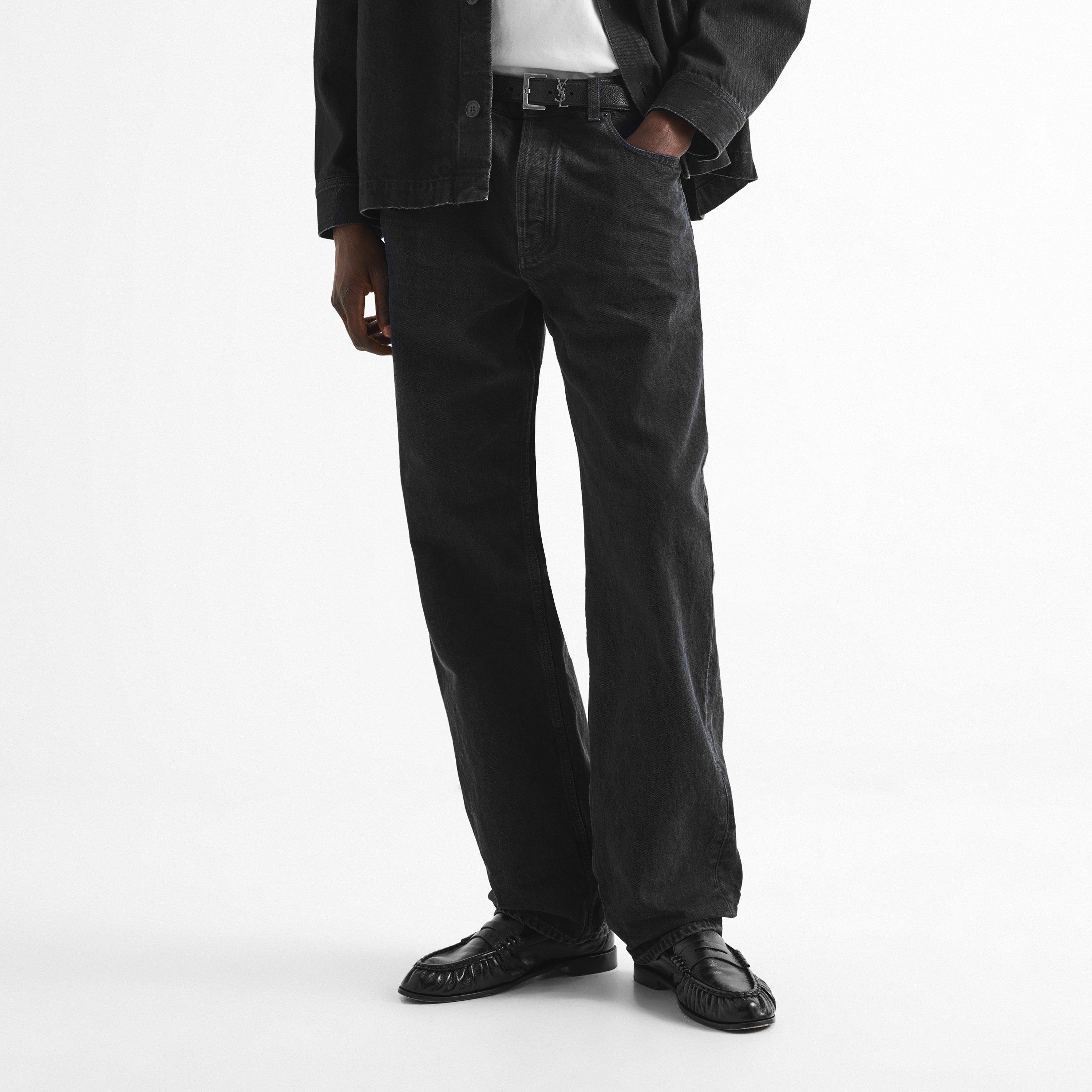 Black - Saint Laurent - Men's Relax Denim Mid-Rise Straight Leg Jeans - 3