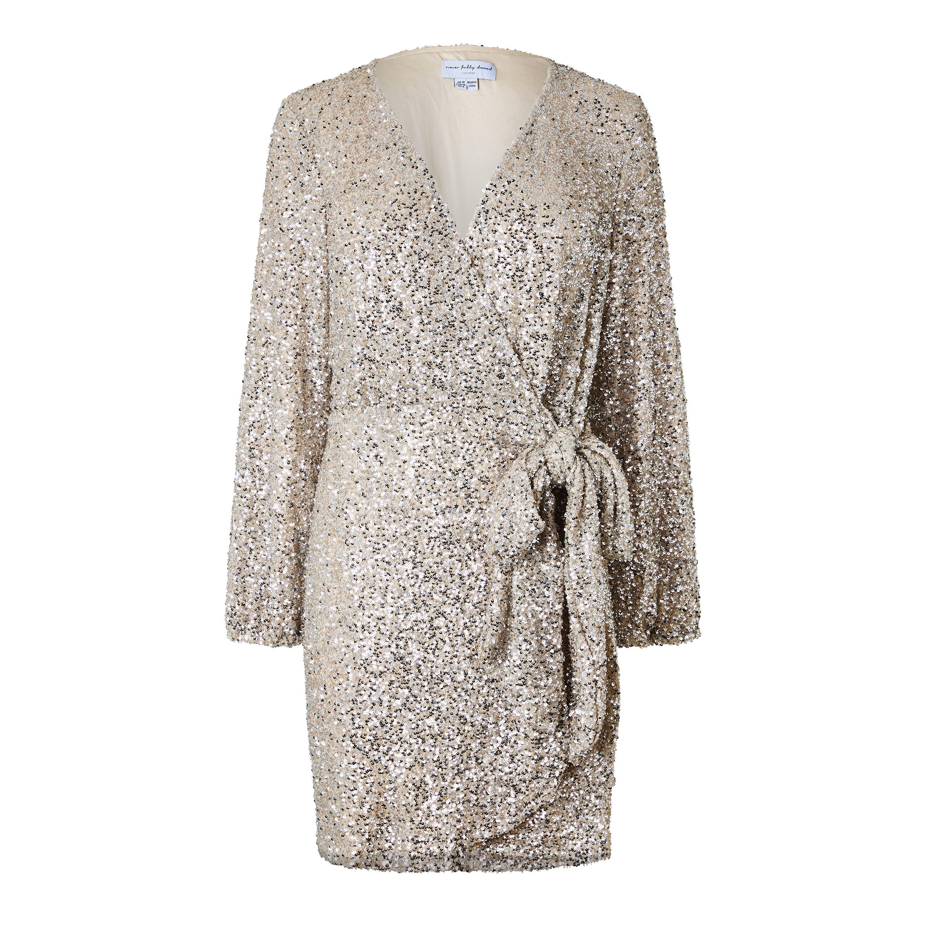 Never Fully Dressed Sequin Mini Vienna Wrap Dress